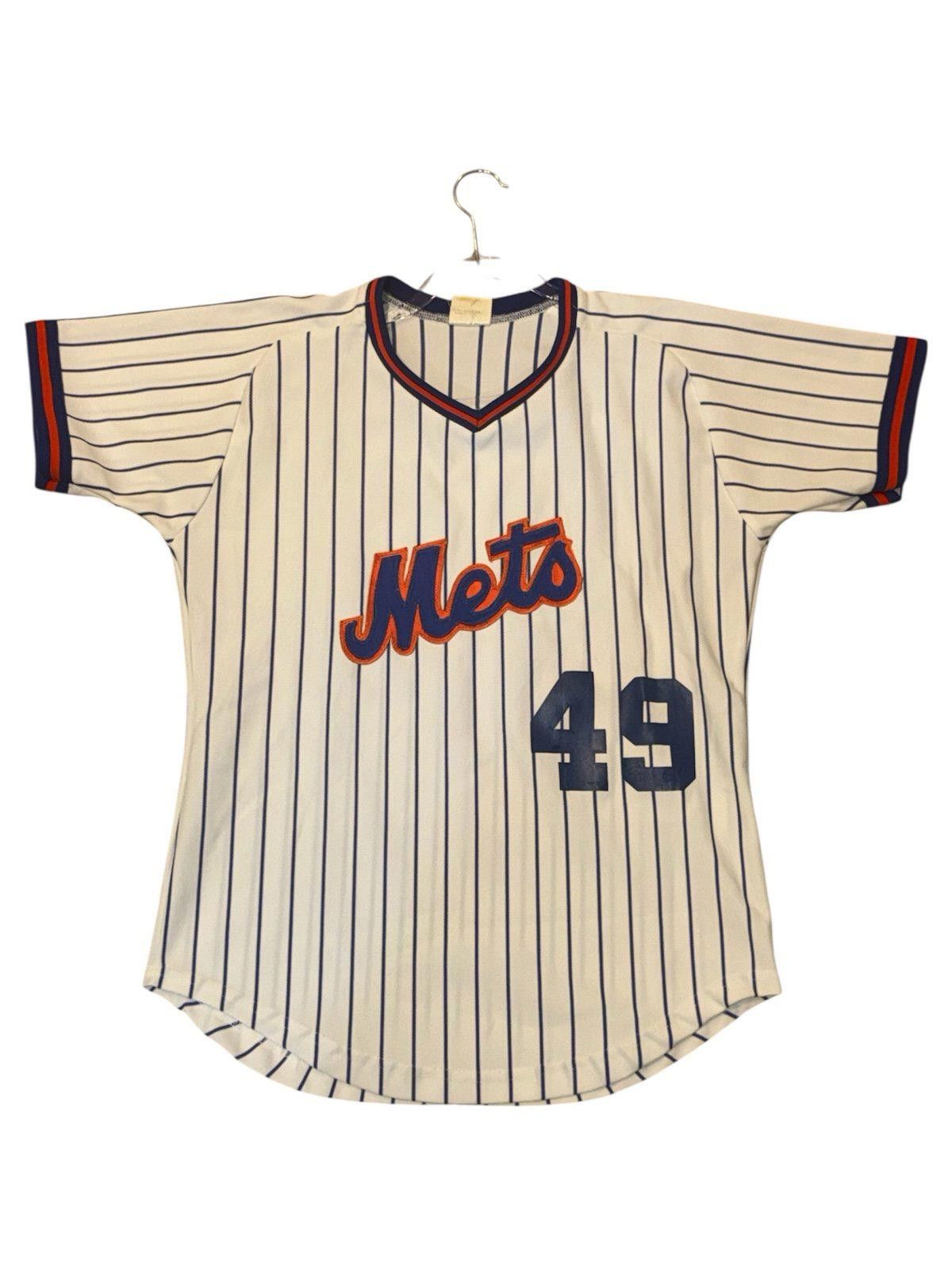 MLB Vintage 80s MLB Sand Knit NY Mets Jersey #49 Sz M/L Size US M / EU 48-50 / 2 - 1 Thumbnail