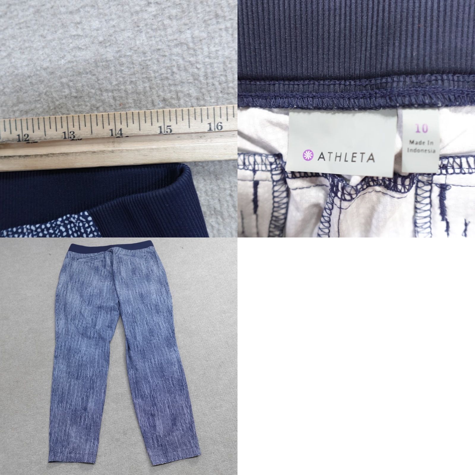Athleta Athleta Pants 10 Blue Dotted Drawstring Stretch Waist Batik Women Regular Size 10 Color Blue Polyester Spandex Ankle Straight Size 32" / US 10 / IT 46 - 8 Thumbnail
