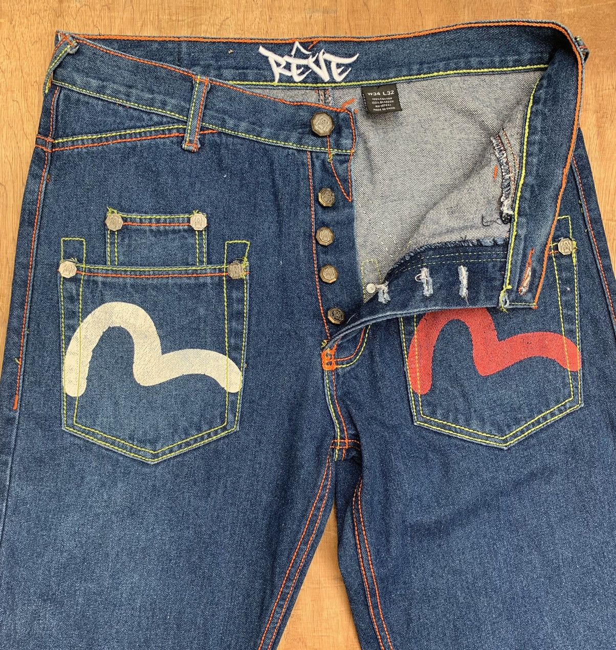 Vintage REVE Evisu Logo Japanese Denim Pants Size US 34 / EU 50 - 21 Thumbnail