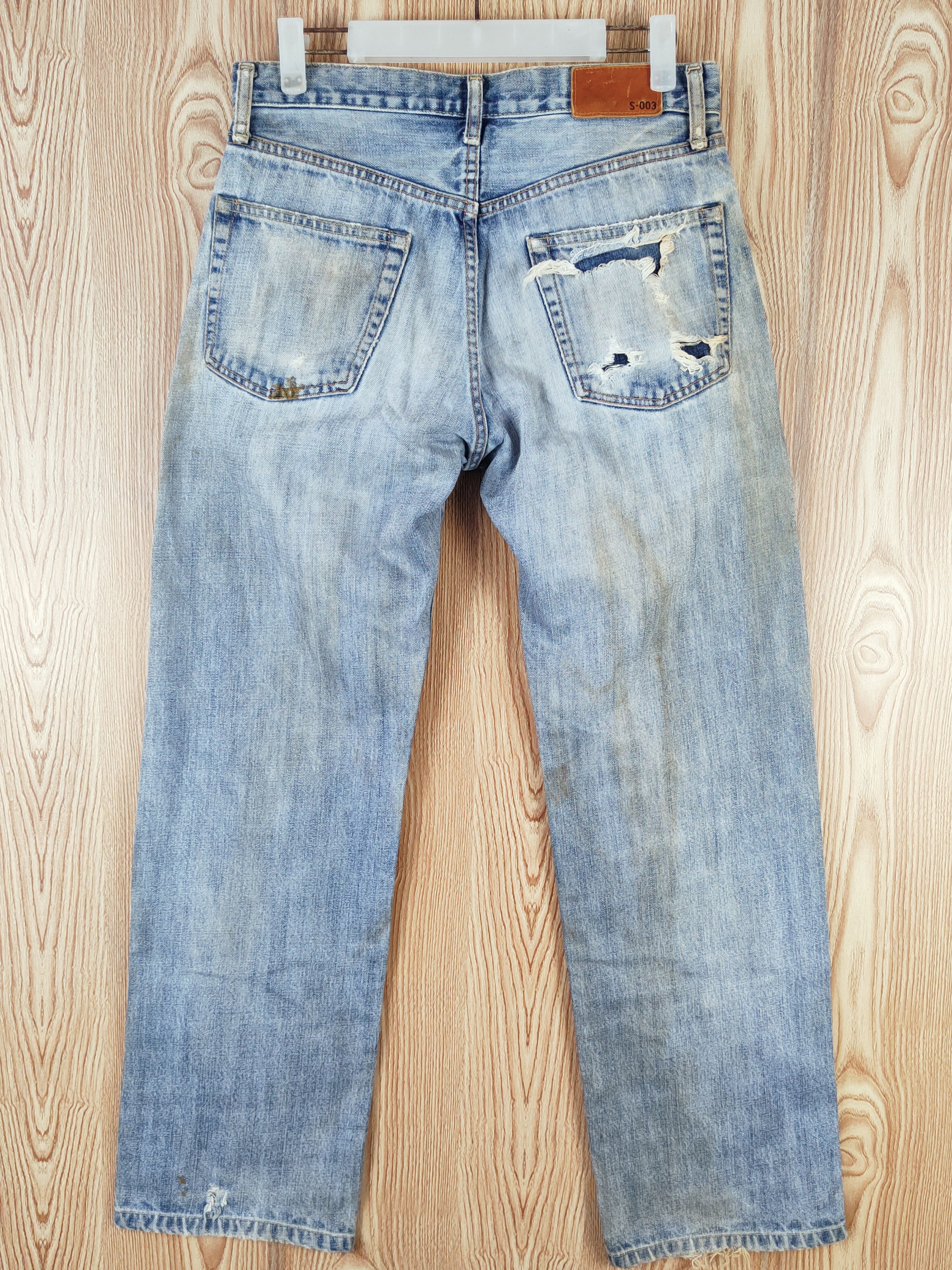 Japanese Brand Uniqlo Blue Faded Distressed Ripped Jeans #S2771 Size US 30 / EU 46 - 7 Thumbnail