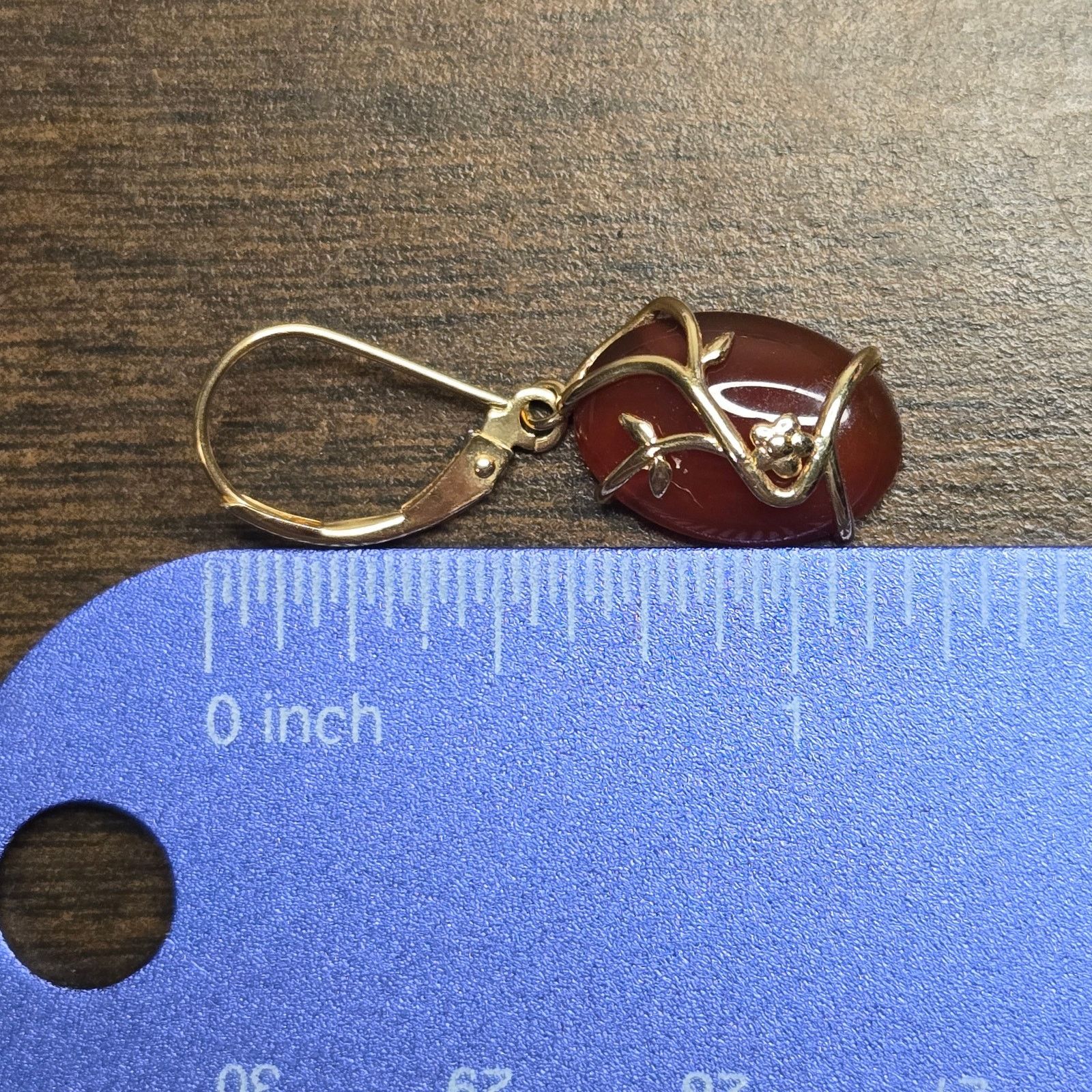 Vintage Vintage 14K Gold Carnelian Agate Dangle Earrings Statement Size ONE SIZE - 8 Thumbnail