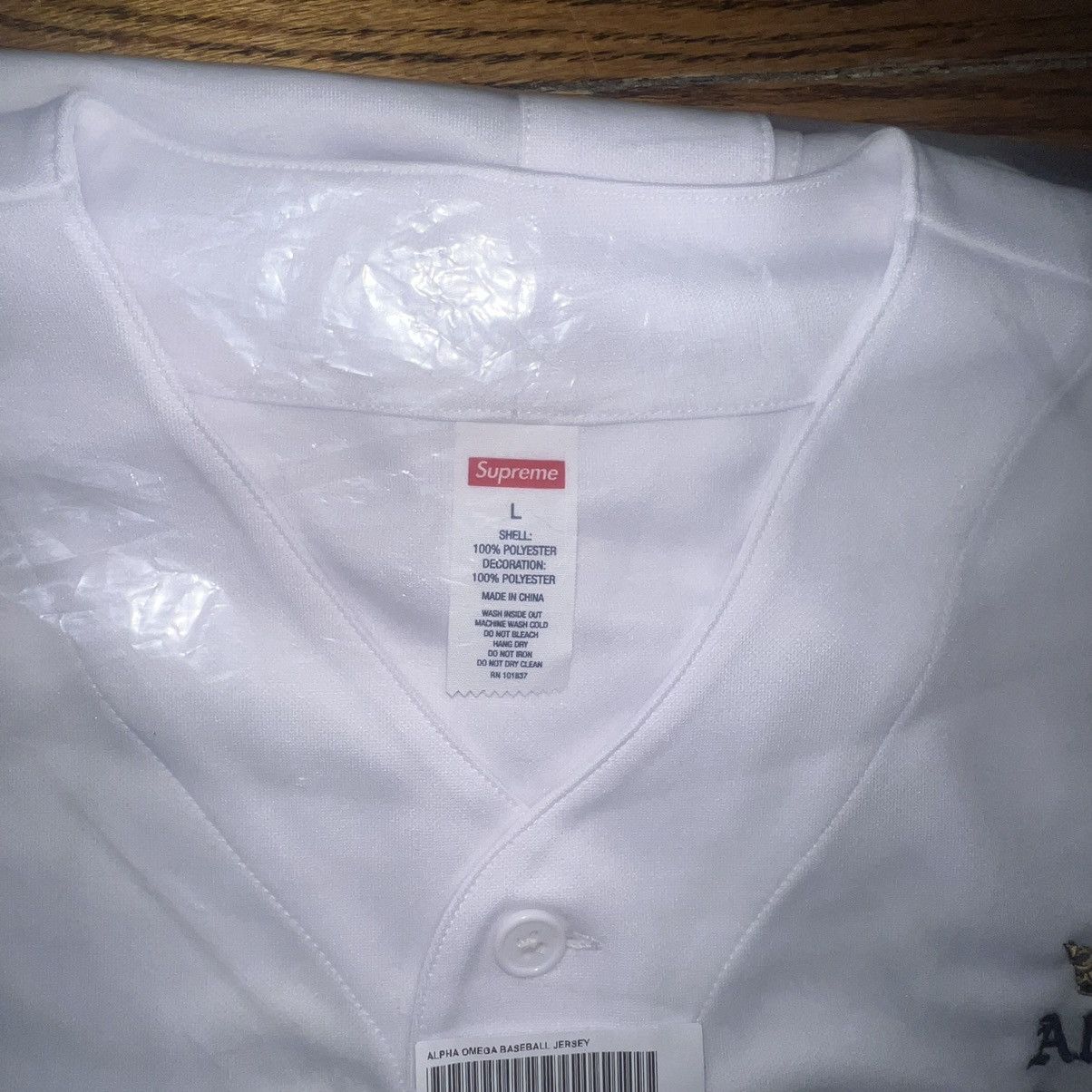 Supreme Supreme Alpha Omega Baseball Jersey White Size: L Size US L / EU 52-54 / 3 - 4 Thumbnail