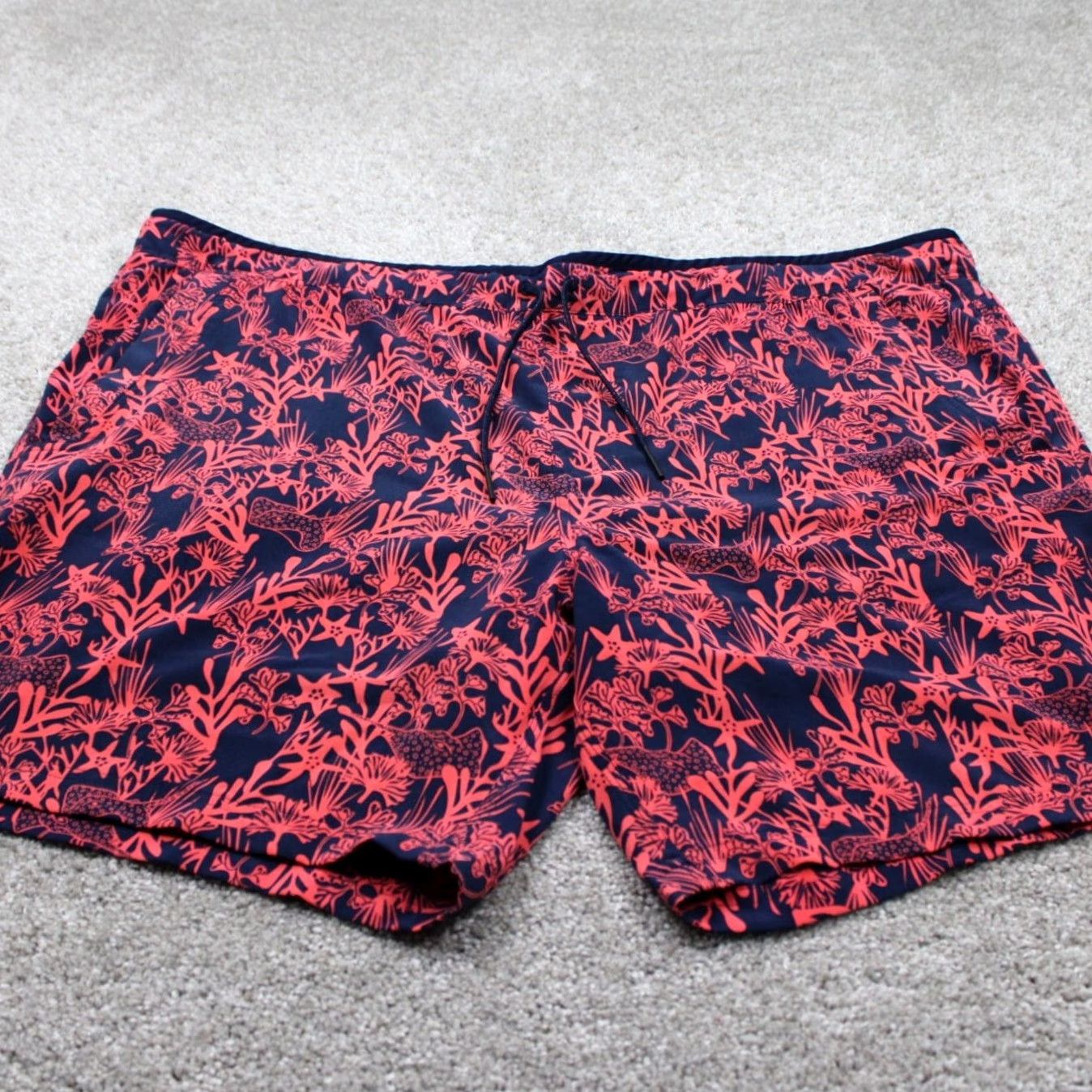 Vintage Coolibar Kahuna Swim Trunk Shorts Mens XL Pink/Blue Floral Polyester Stretch Trunks Mens XL Pink/Blue Floral Swim Bottom Size US 36 / EU 52 - 2 Thumbnail