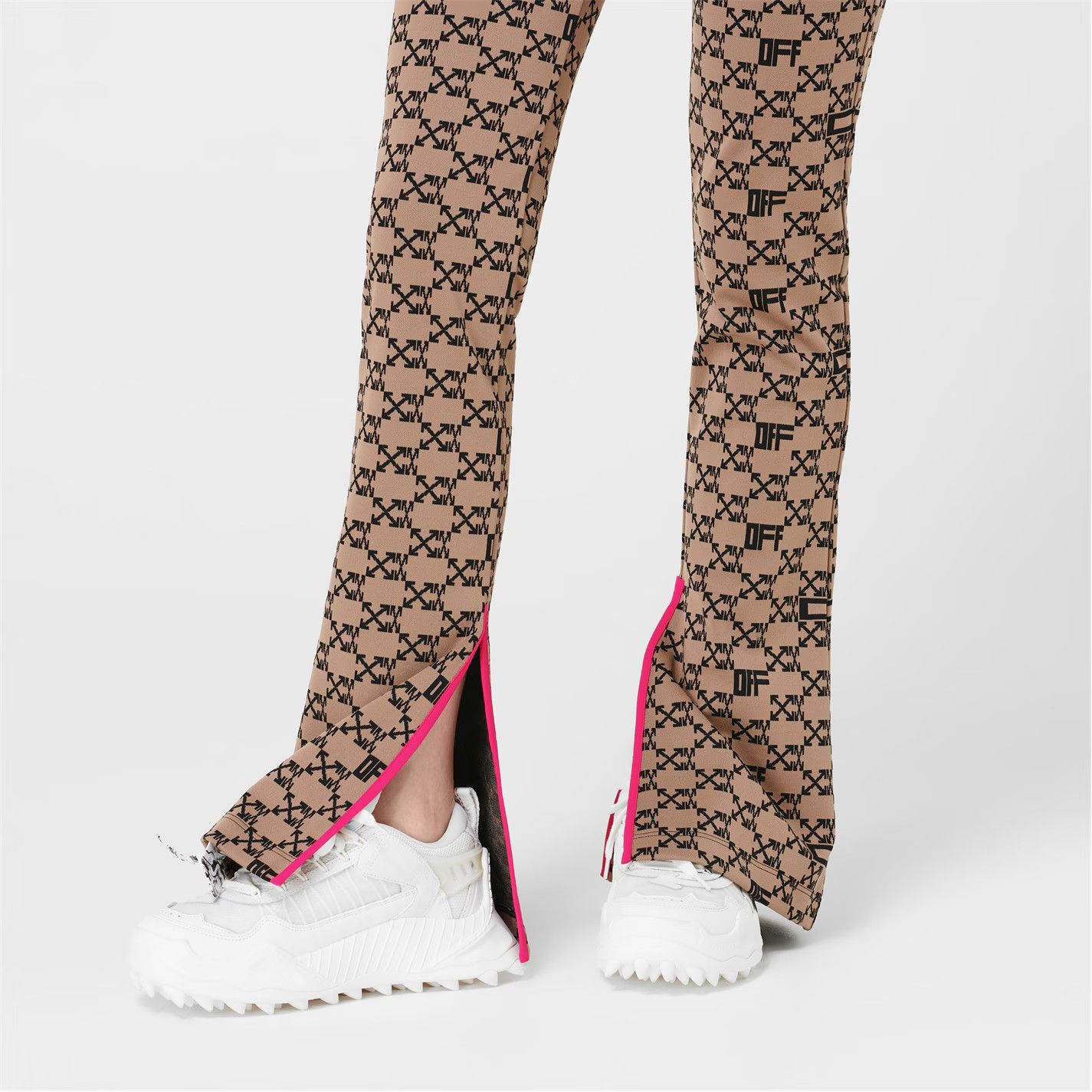 Off-White o1g2r1mq1224 Monogram Split Trousers in Brown & Black Size 27" / US 4 / IT 40 - 3 Thumbnail