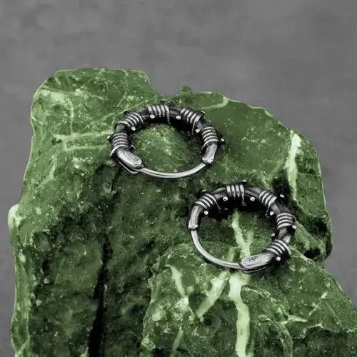 Sterling Silver Stainless Steel Thorn Circle Hoop Earring Size ONE SIZE - 1 Thumbnail