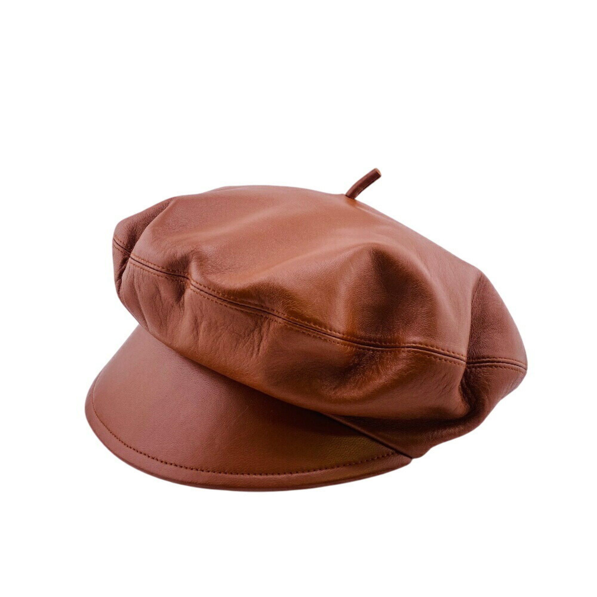 Christian Dior 05DPA918G700 Leather Hunting Beret, Brown