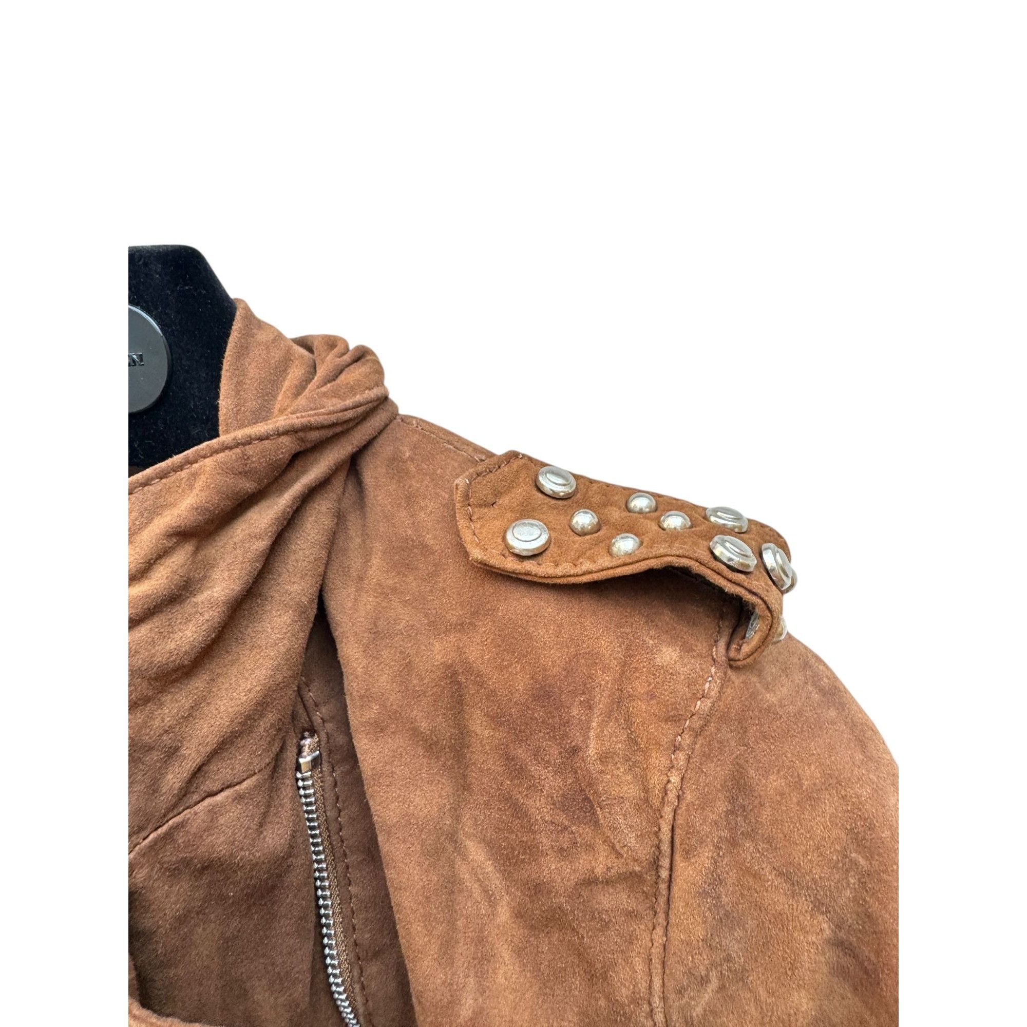 Sandro Brown Goat suede leather jacket Size XS / US 0-2 / IT 36-38 - 5 Thumbnail