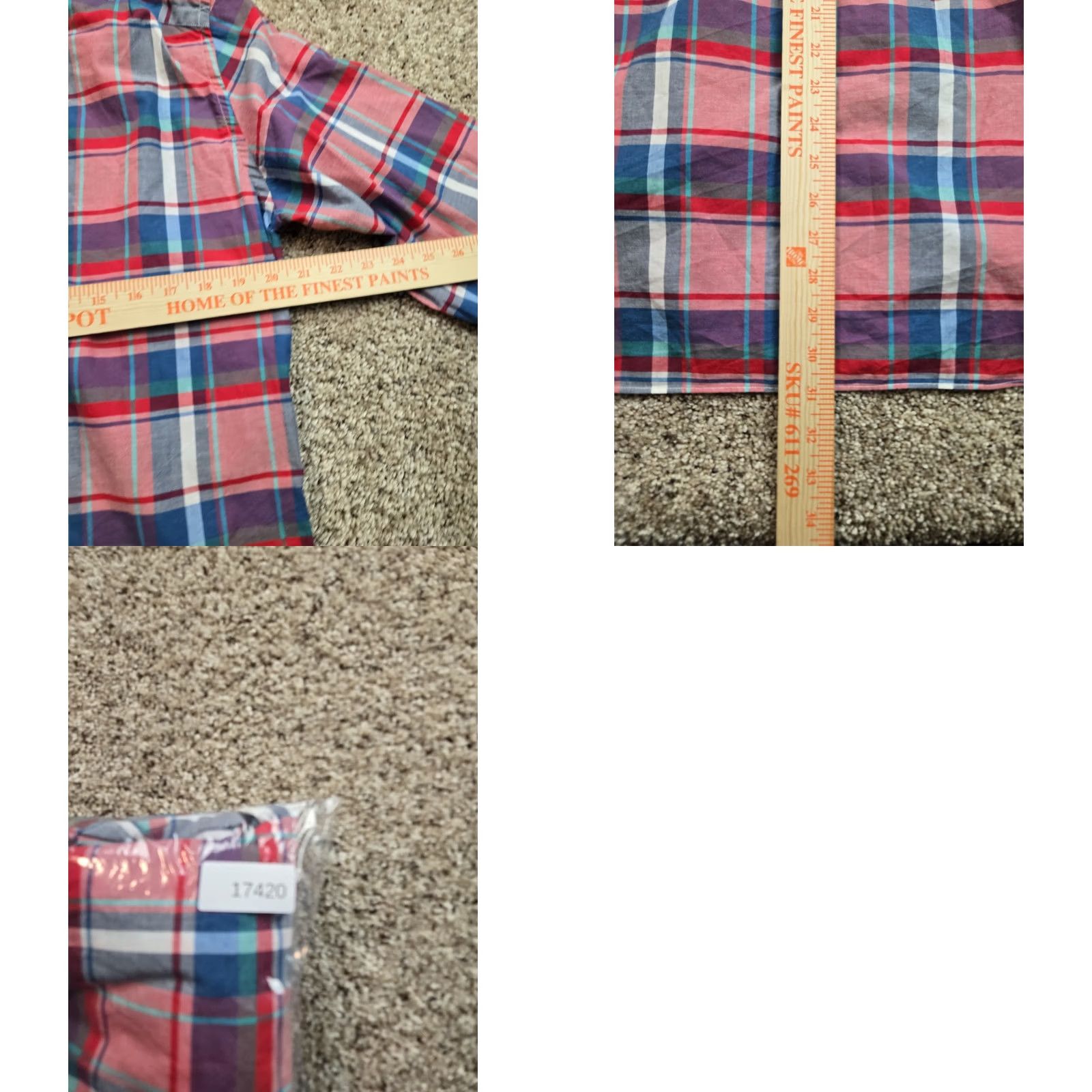 J.Crew J.CREW Shirt Mens Large Red Plaid Slim Fit Long Sleeve Cotton Button Up Size US L / EU 52-54 / 3 - 8 Thumbnail