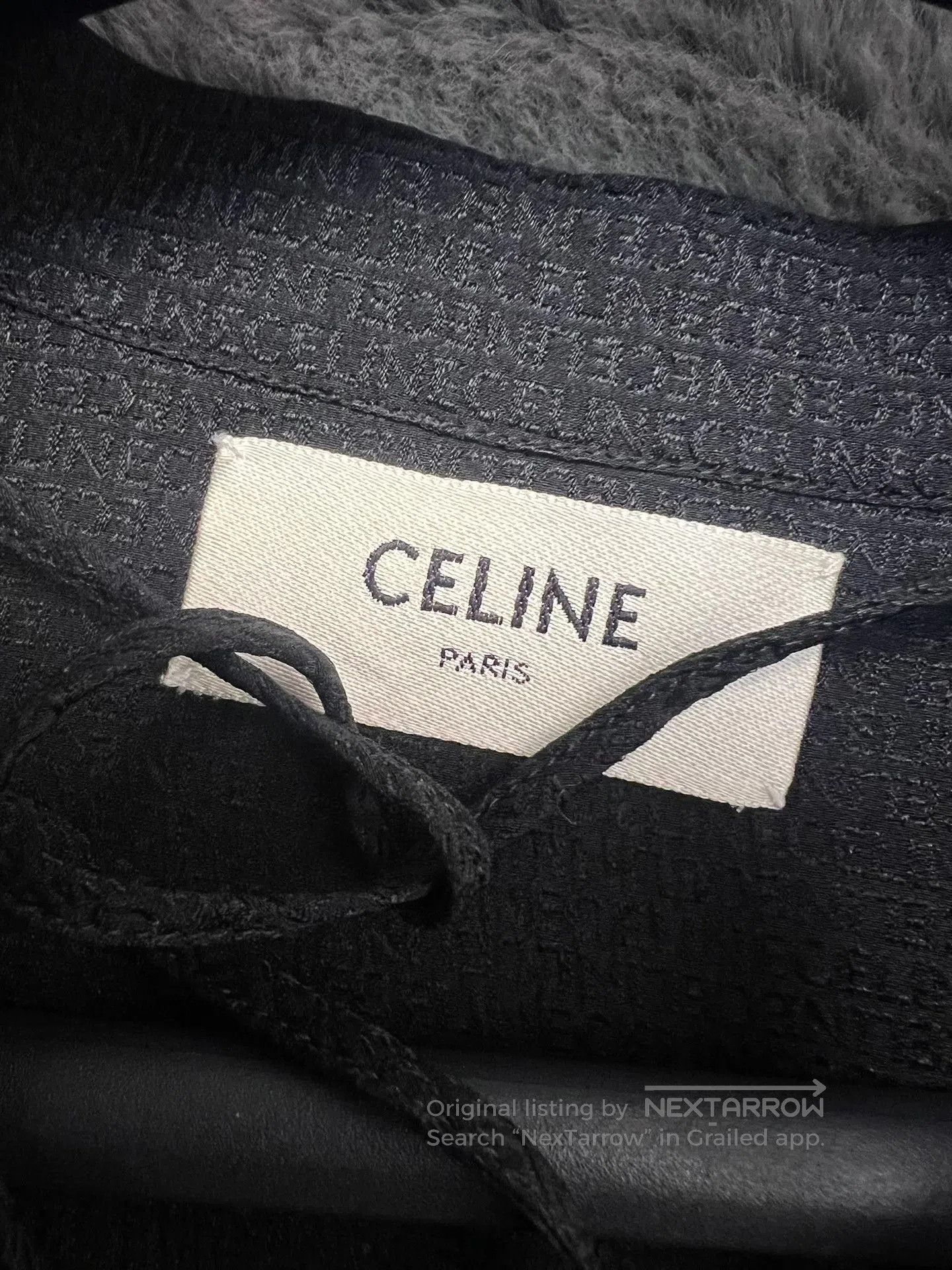 Celine Celine Matte Black Silk Logo Shirt. Size XS / US 0-2 / IT 36-38 - 3 Thumbnail