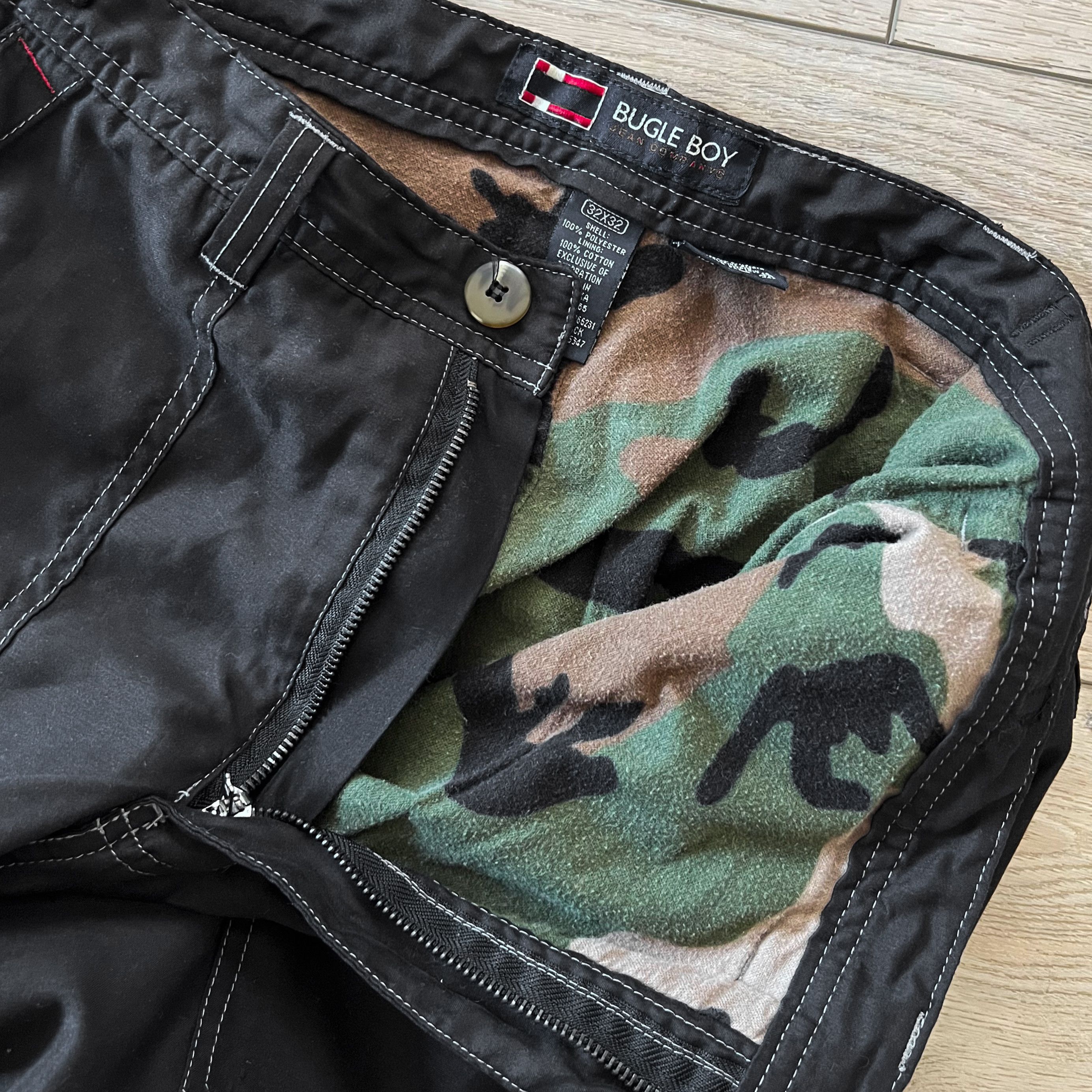 Vintage VTG Bugle Boy Soft Shell Cargo Pants With Camo Fleece Lining Size US 32 / EU 48 - 3 Thumbnail