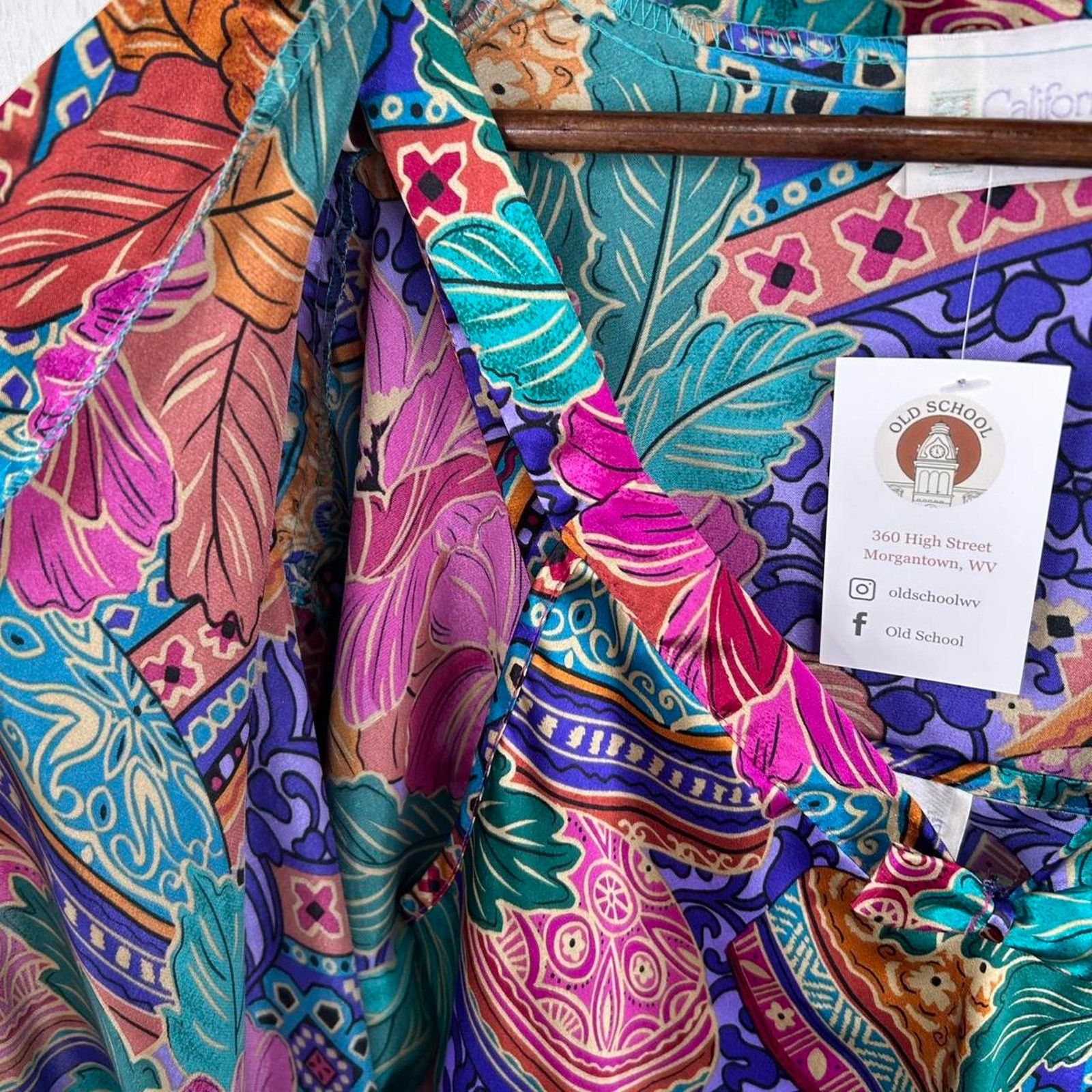 Other Vintage 80s Retro Pattern Silk Dress & Robe Sleep Set Medium Size M / US 6-8 / IT 42-44 - 8 Thumbnail