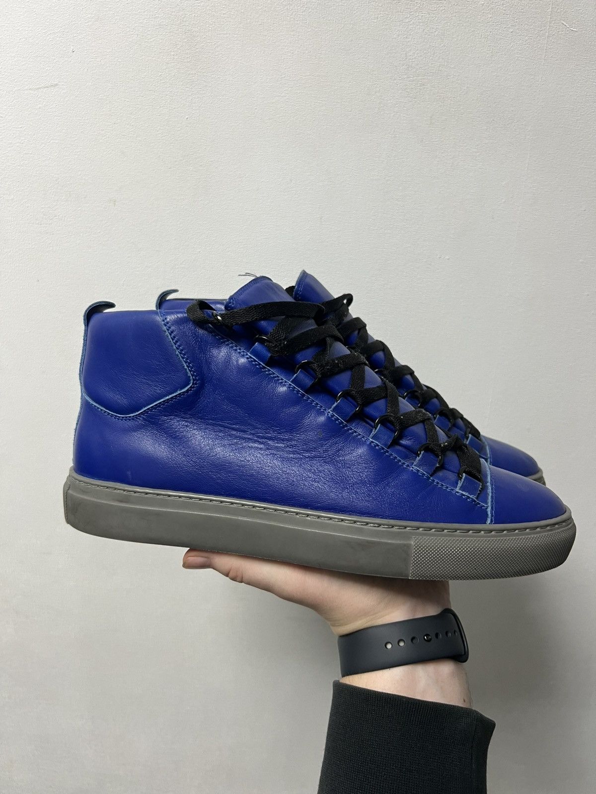 Balenciaga Balenciaga Arena High Black Cracked Leather Sneakers Size US 8 / EU 41 - 2 Thumbnail