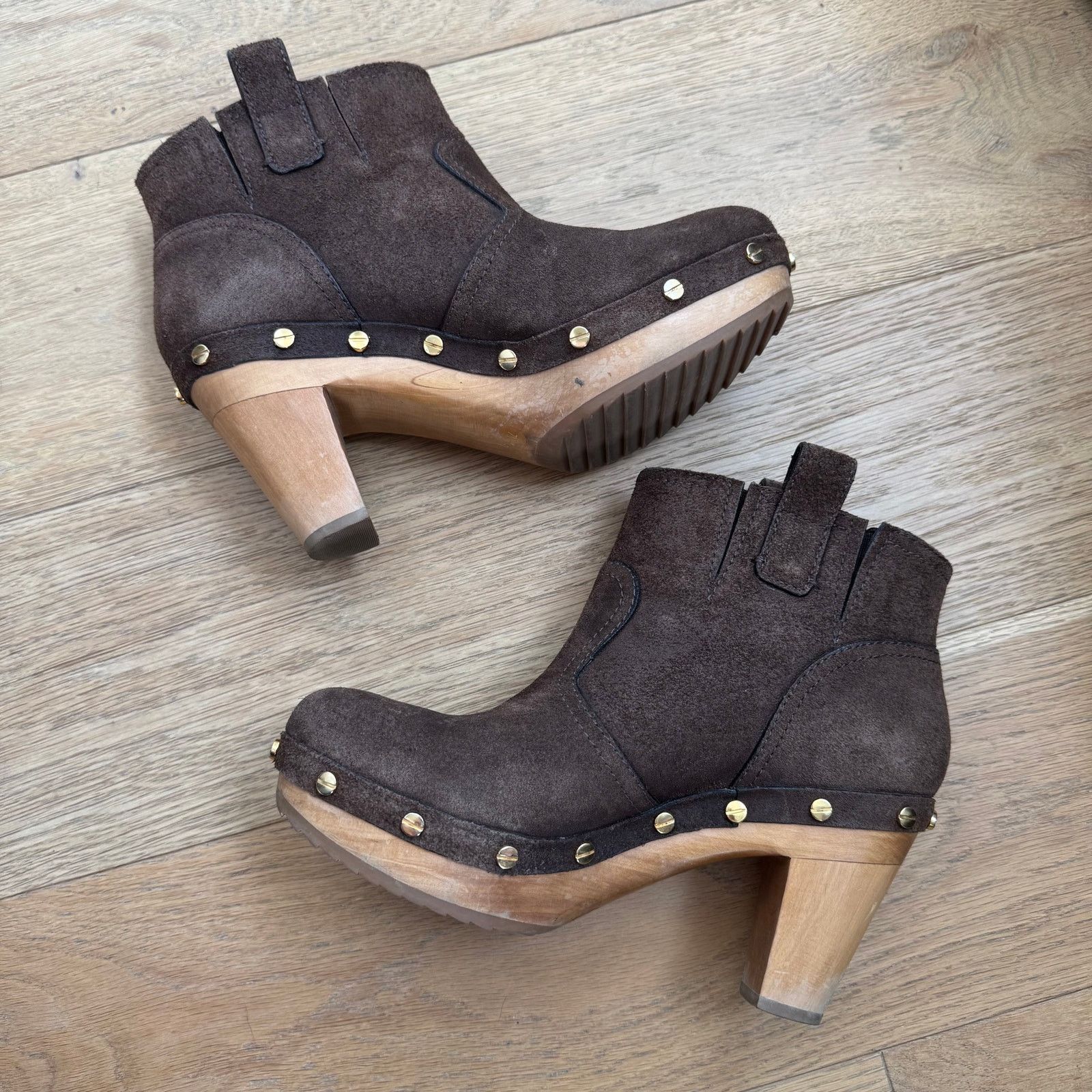 Tory Burch Tory Burch Ginevra Brown Suede Clog Studded Ankle Booties Size US 7 / IT 37 - 9 Thumbnail