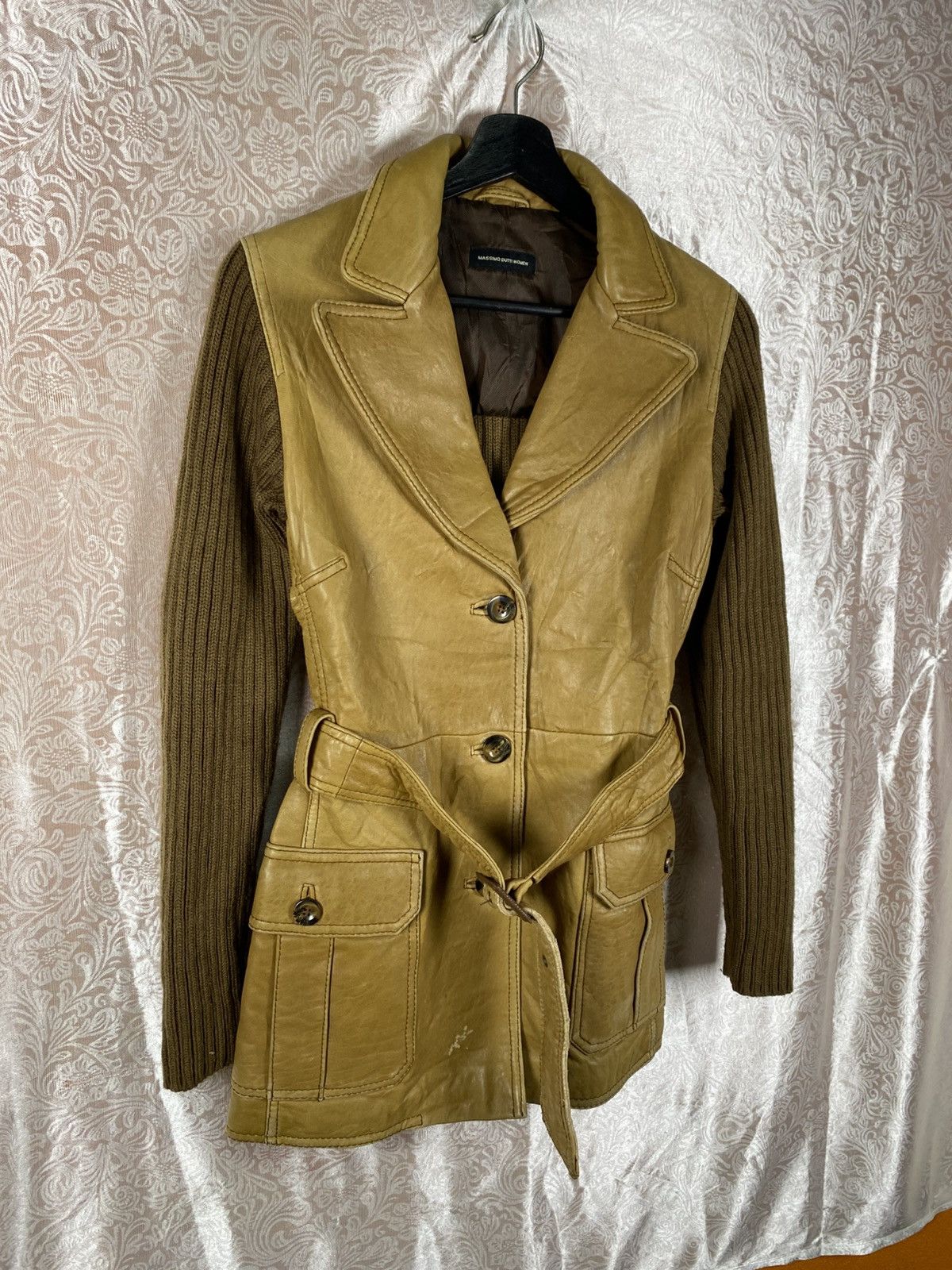 Massimo Dutti Vintage Massimo Dutti Women Leather Knit Hybrid Jacket Belt Size S / US 4 / IT 40 - 5 Thumbnail