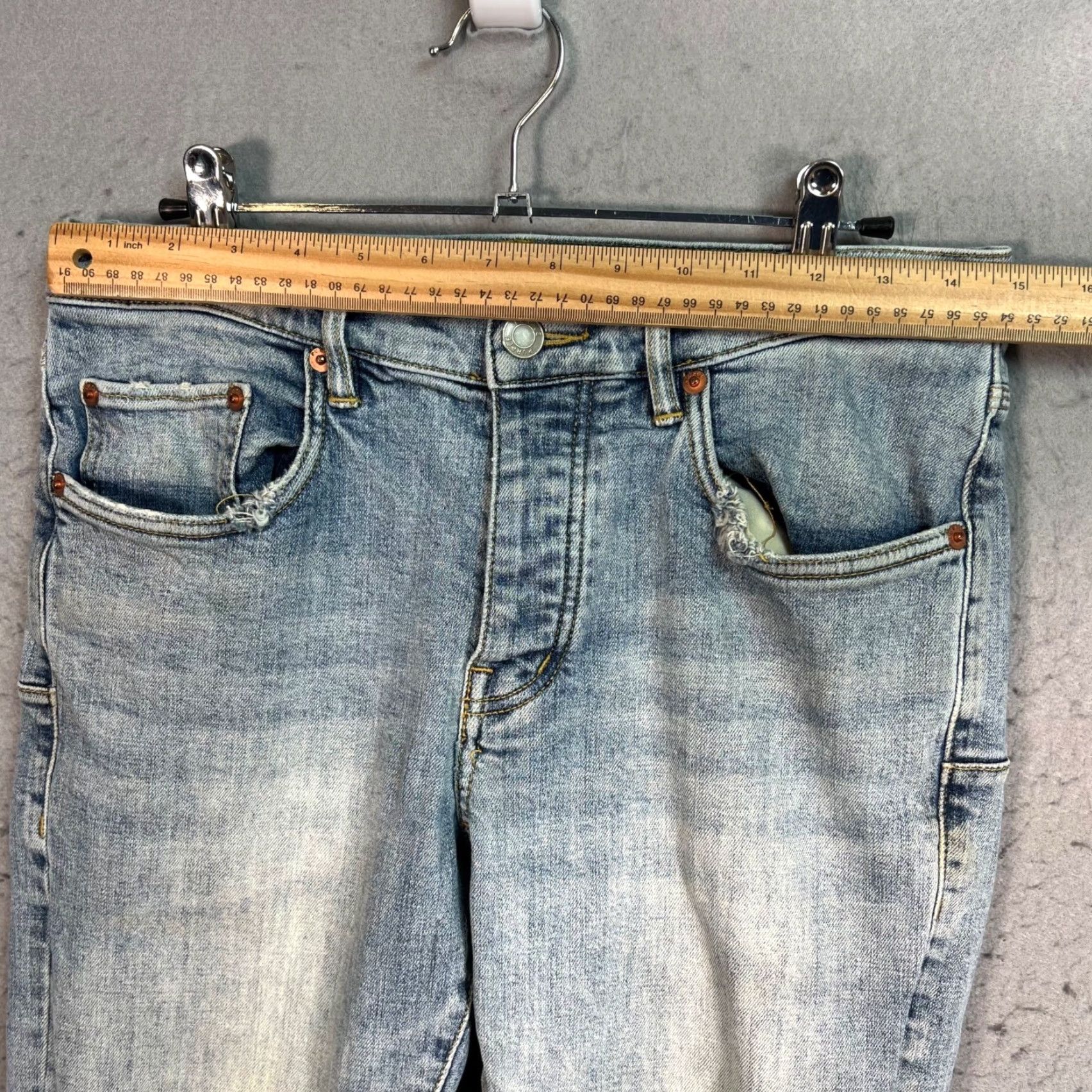 Denime Purple Style Jeans Mens 31 Blue Distressed Light Wash Denim Skinny Pullover? Size US 31 - 5 Thumbnail