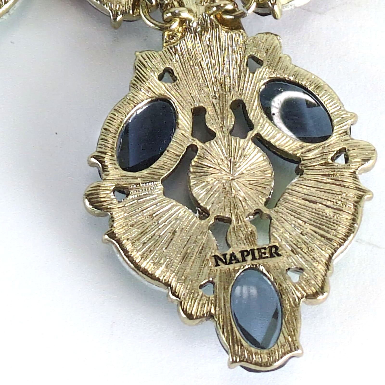 Vintage Napier 18" Statement Necklace Multi Gemstones Goldtone Chain Size ONE SIZE - 3 Thumbnail