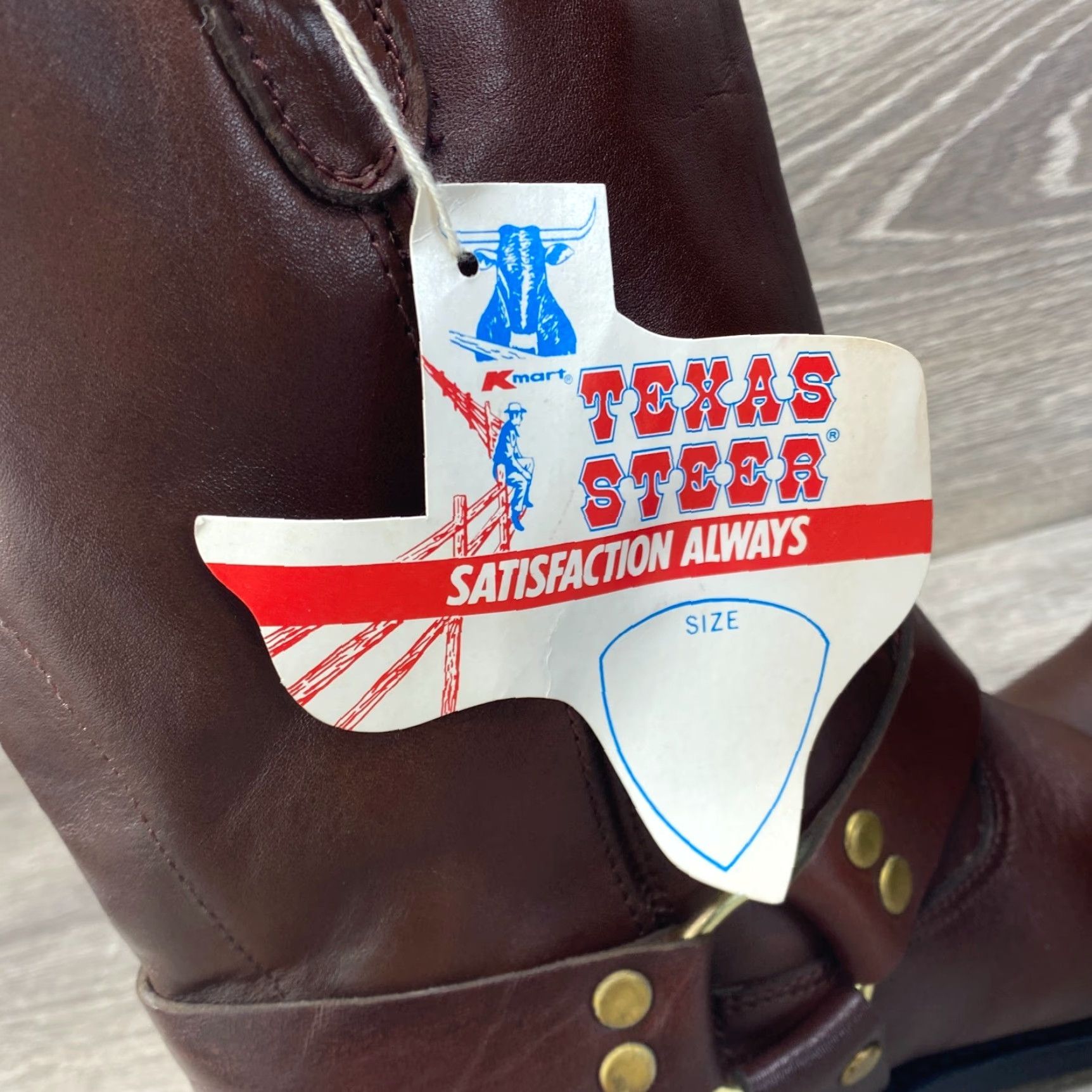 Vintage VINTAGE Texas Steer Mens 9 D Brown Leather Square Toe Harness Biker Boots Size US 9 / EU 42 - 7 Thumbnail
