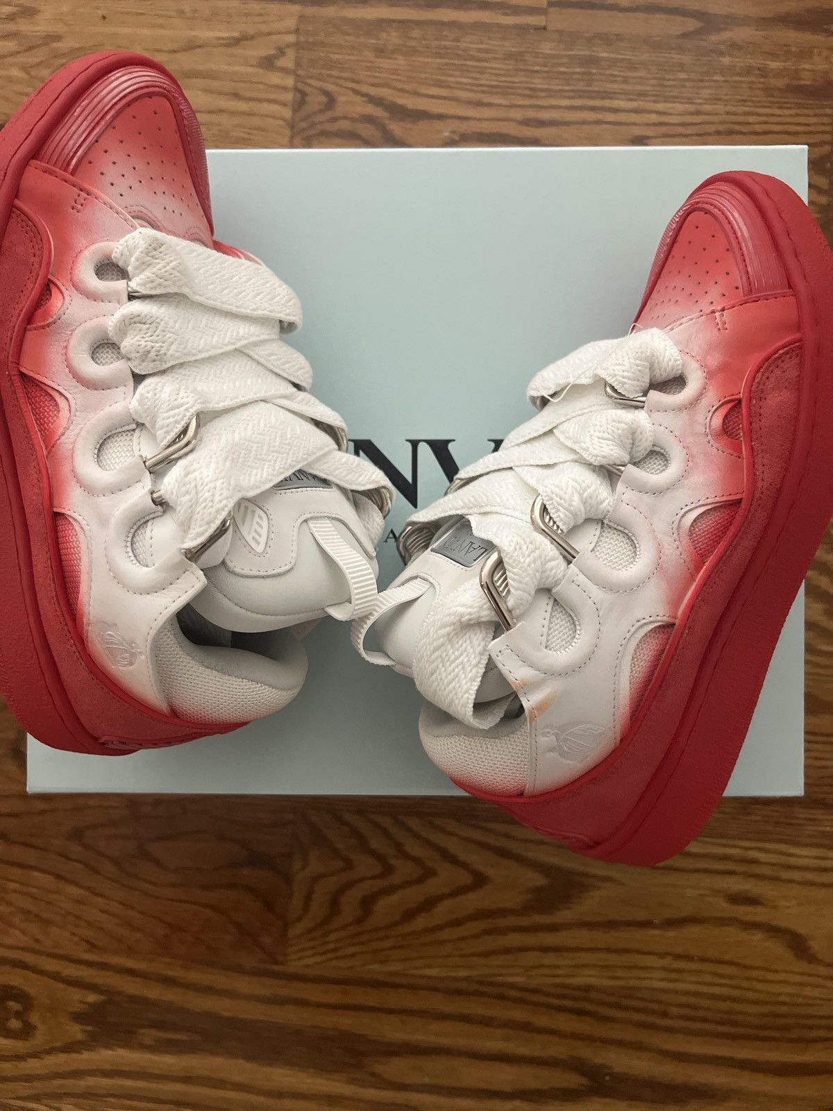 Lanvin Lanvin Curb Sneakers White/Red Size US 8.5 / EU 41-42 - 5 Thumbnail