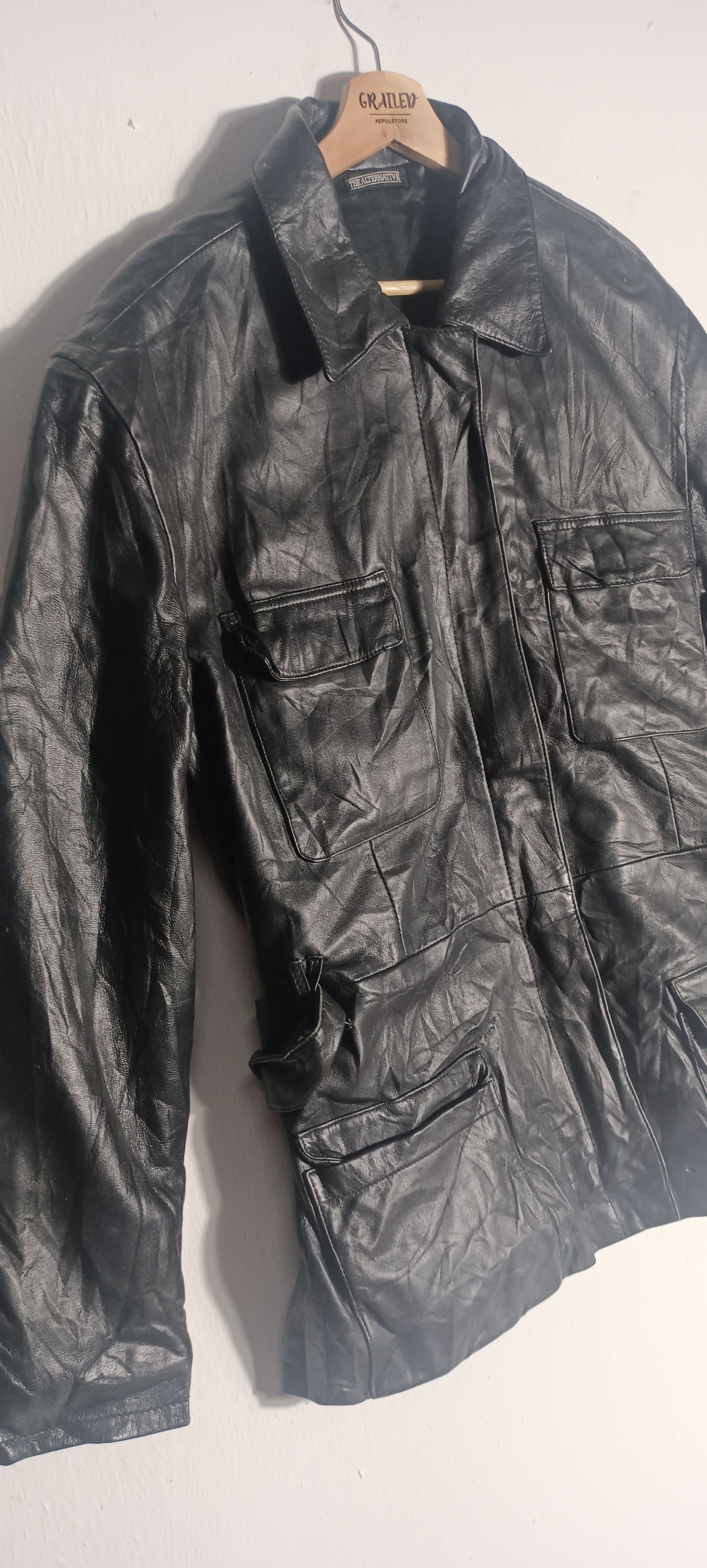 Vintage Vintage Genuine Black Leather TheAlternative Size US L / EU 52-54 / 3 - 7 Thumbnail