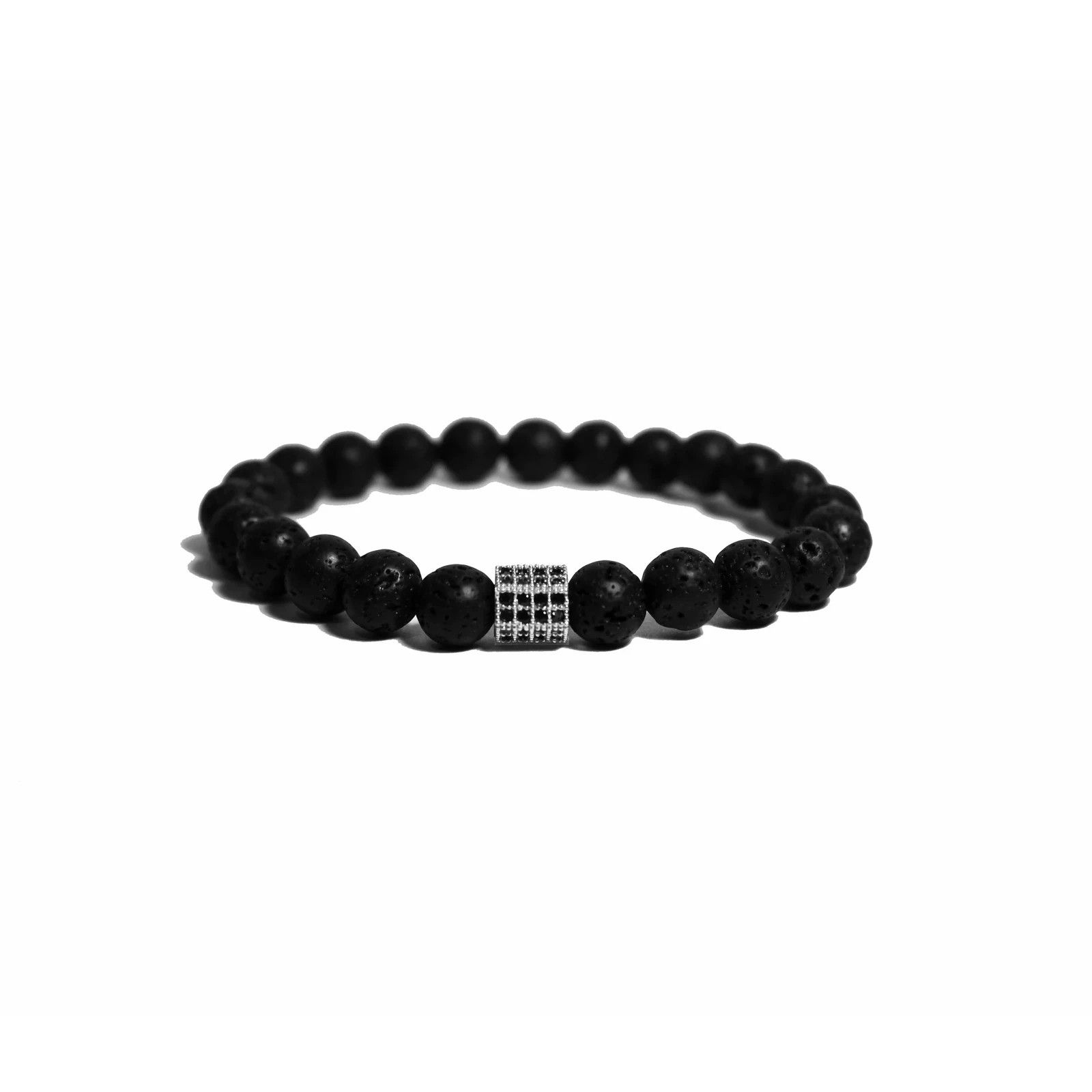Jewelry 🔴 Bracelet - Platinum Pavé & Lava Stone Size ONE SIZE - 1 Preview