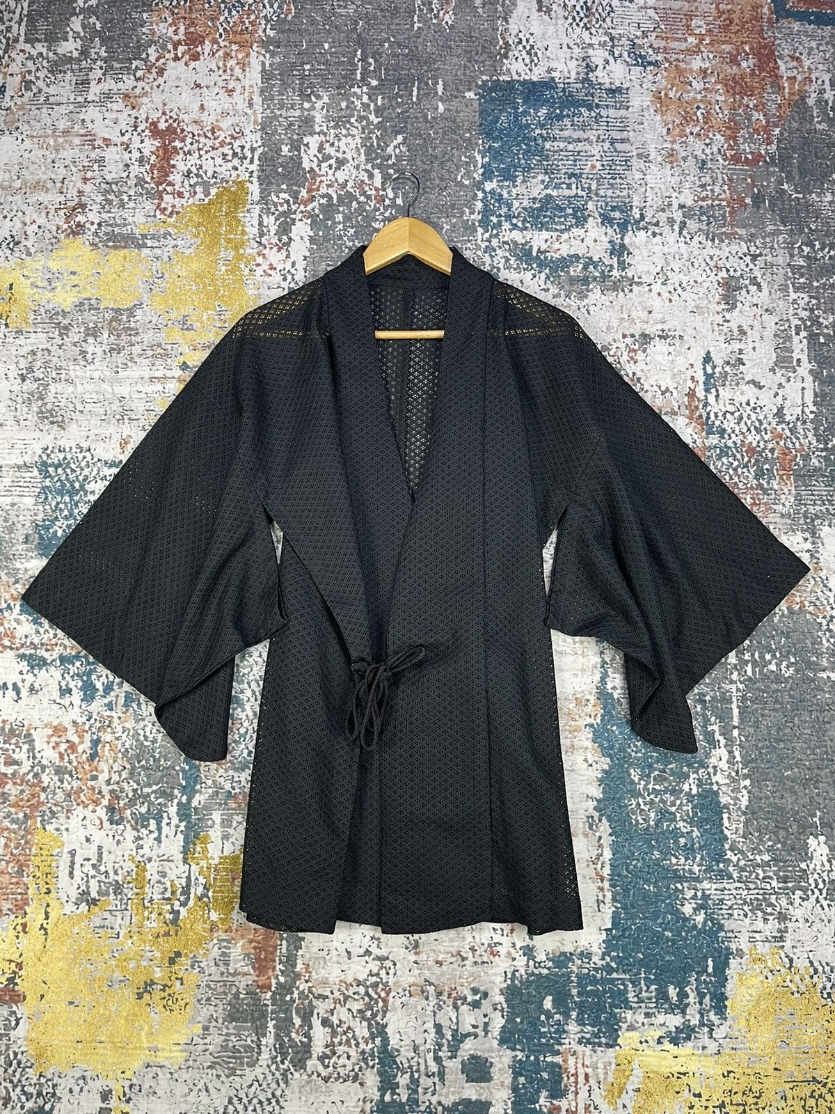 Japanese Brand Vintage KIMONO Black Mesh Japan Traditional Wear Size ONE SIZE - 1 Thumbnail