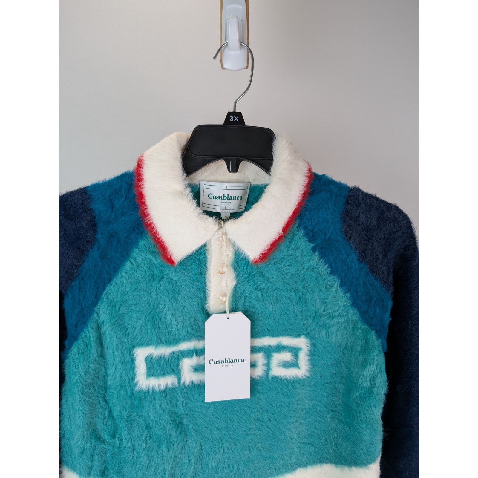 Casablanca o1rshd1 Nylon Sport Fluffy Polo Long Sleeve Shirt in Blue Size US M / EU 48-50 / 2 - 7 Thumbnail