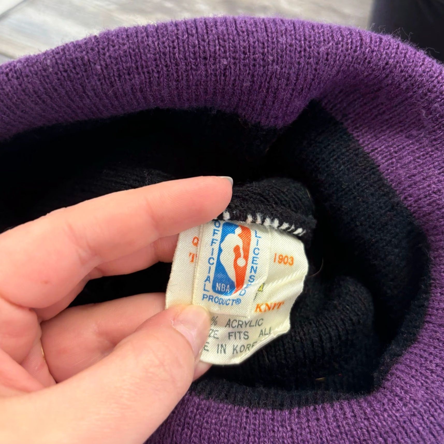 NBA VINTAGE NBA Phoenix Suns Beanie Hat OS Acrylic Knit Basketball One Size Men Black Purple Basketball logo Size ONE SIZE - 5 Thumbnail