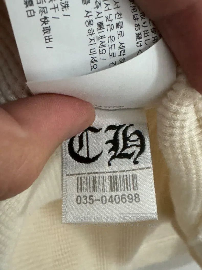 CHROME HEARTS Cream White Waffle Long-Sleeve with Silver B