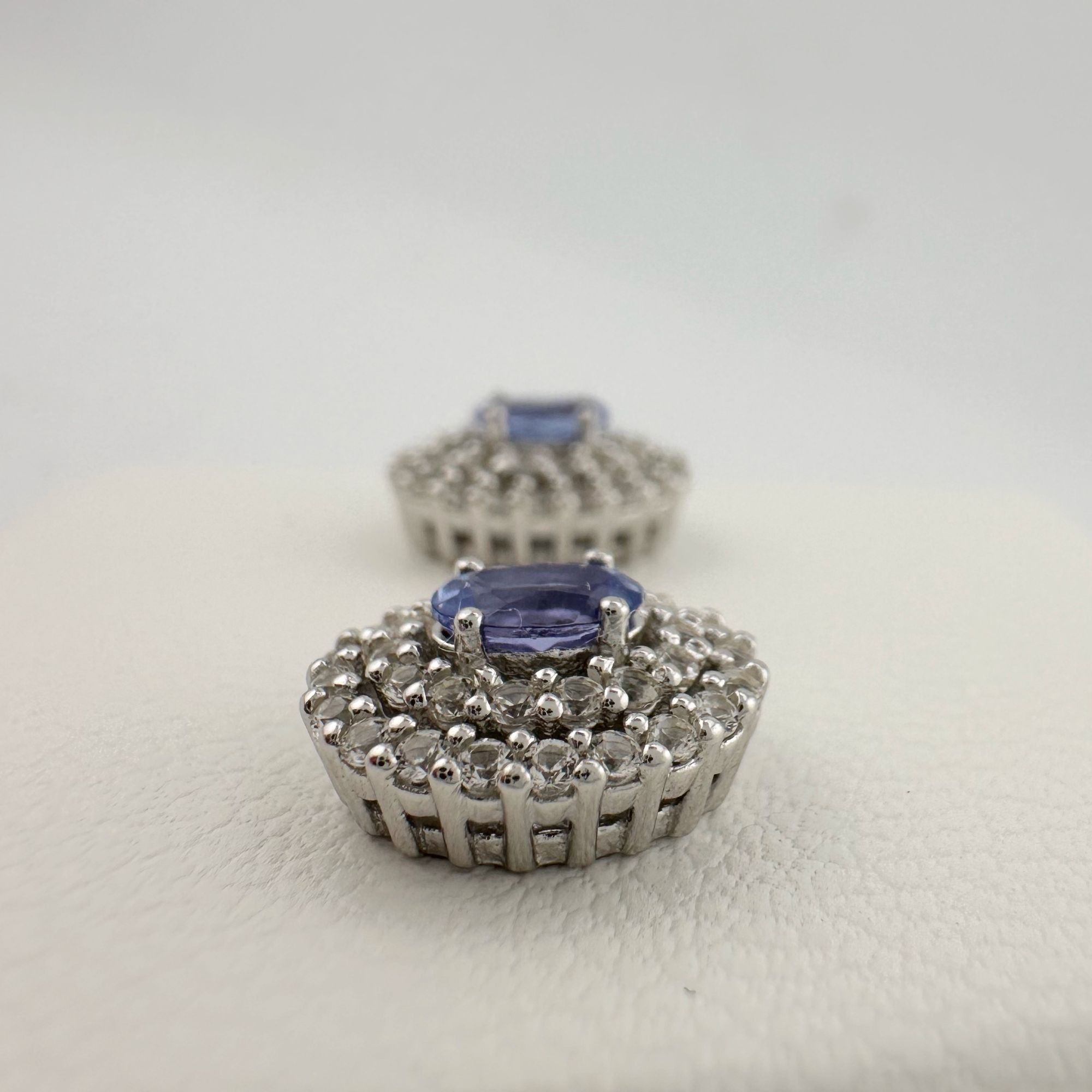 Other Beautiful Lab Created Tanzanite Halo Stud Earrings Size ONE SIZE - 5 Thumbnail