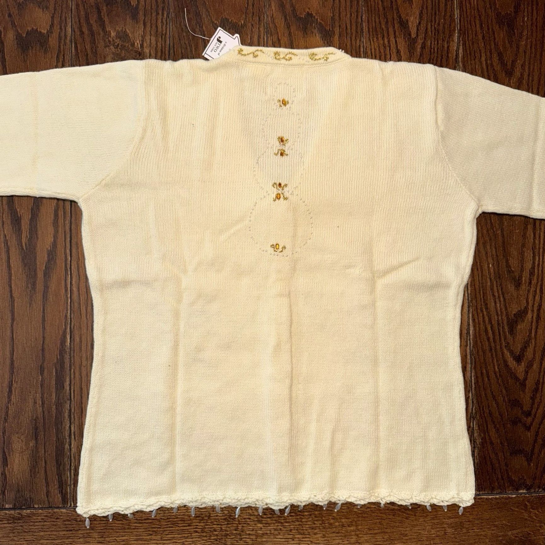 Vintage VINTAGE Storybook Knits Sweater Golden Angel Embroidered Women Medium Christmas Cardigan Size M / US 6-8 / IT 42-44 - 6 Thumbnail