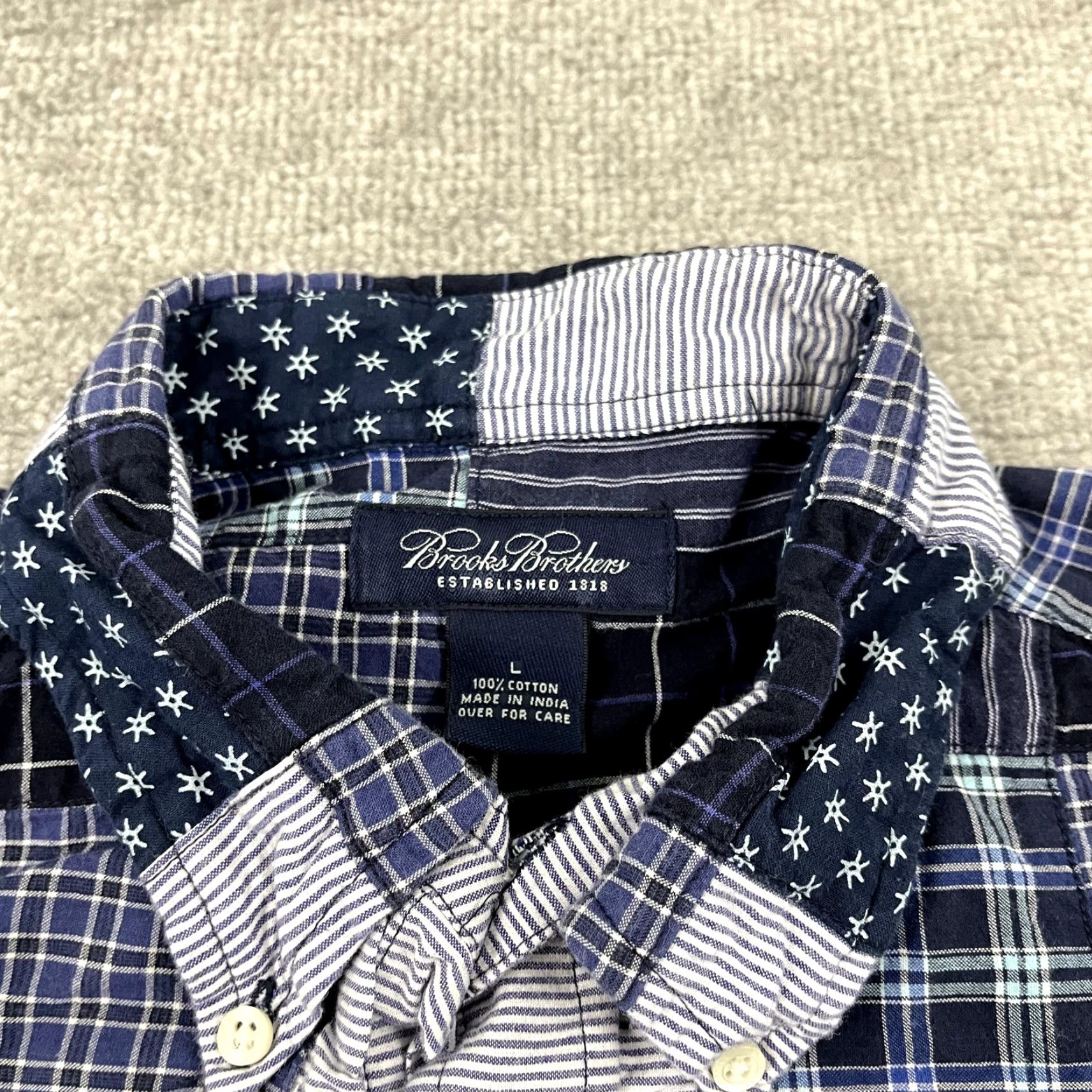 Brooks Brothers Brooks Brothers Shirt Mens Large Blue Patchwork Button Down Short Sleeve Preppy Size US L / EU 52-54 / 3 - 2 Thumbnail