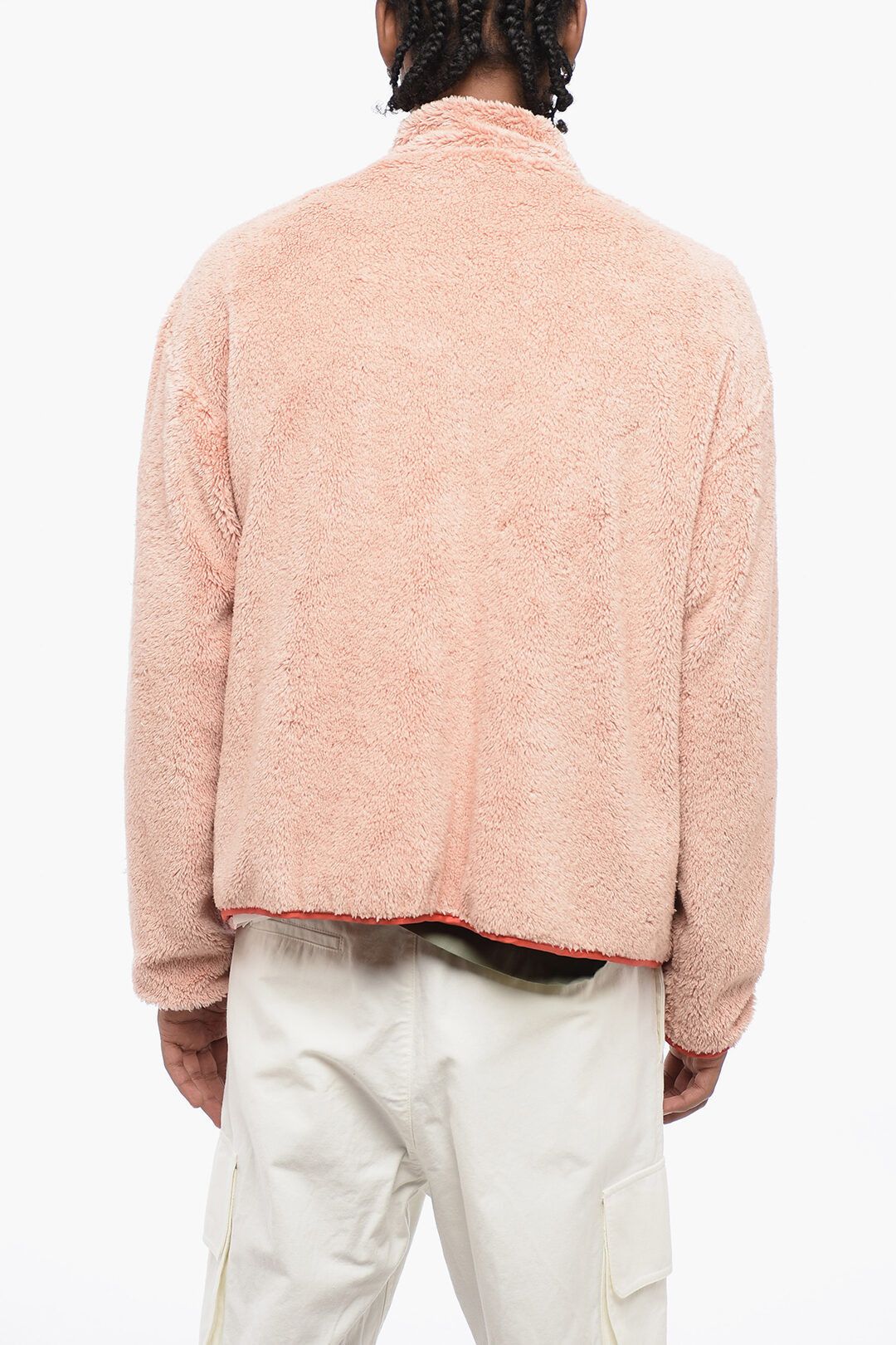 Jil Sander og1mm0625 Mock Neck Teddy Cotton Sweatshirt in Pink Size US M / EU 48-50 / 2 - 2 Thumbnail