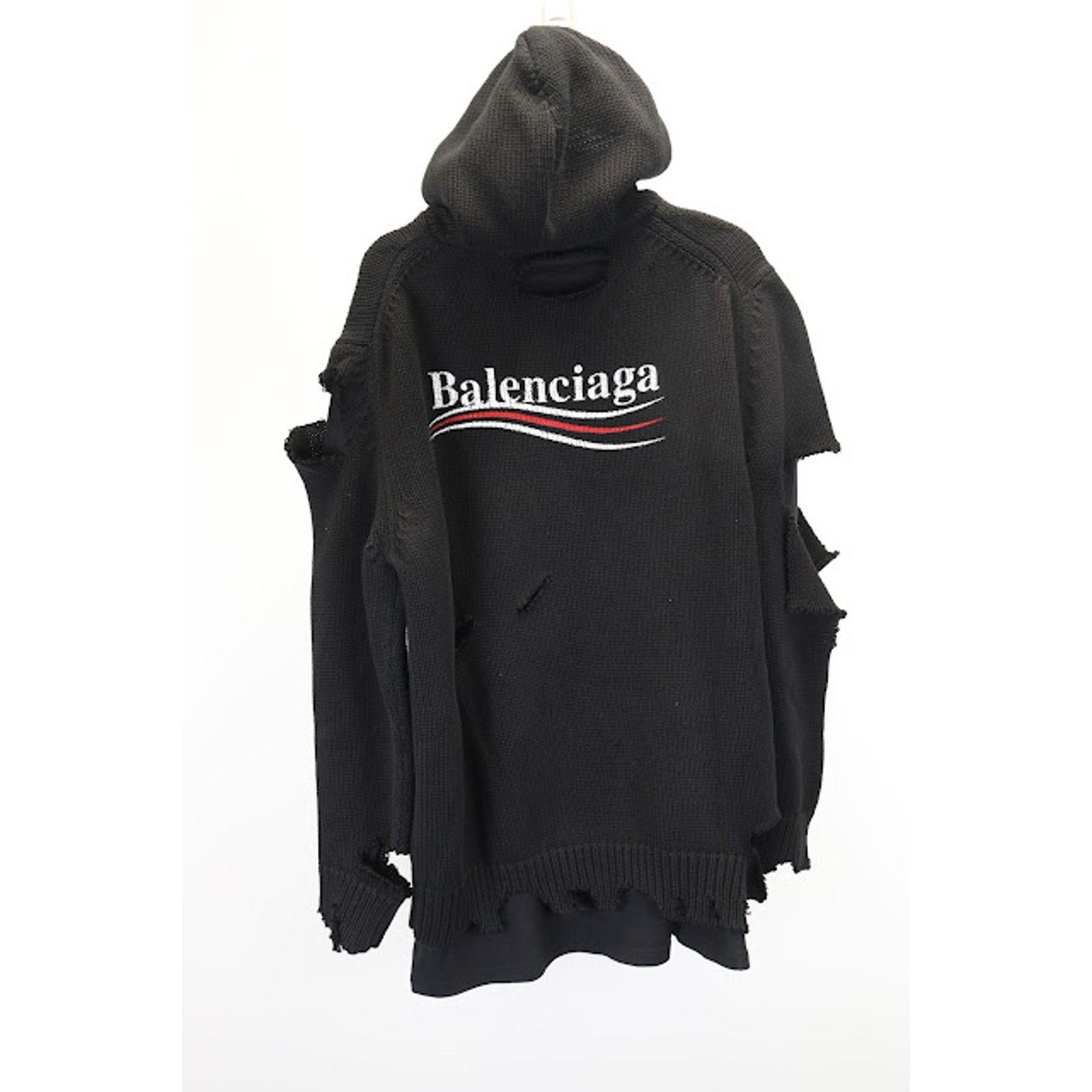Balenciaga o1rshd1 Distressed Political Campaign Logo Cotton Hoodie Size US S / EU 44-46 / 1 - 4 Thumbnail