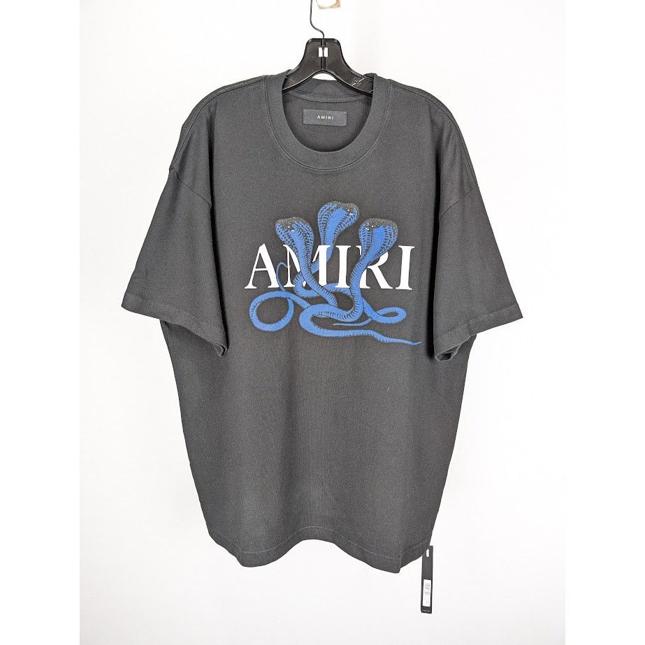 Amiri o1rshd1 Q:3 / Glitter Snake Short Sleeve T-Shirt Black/Blue Size US L / EU 52-54 / 3 - 1 Thumbnail