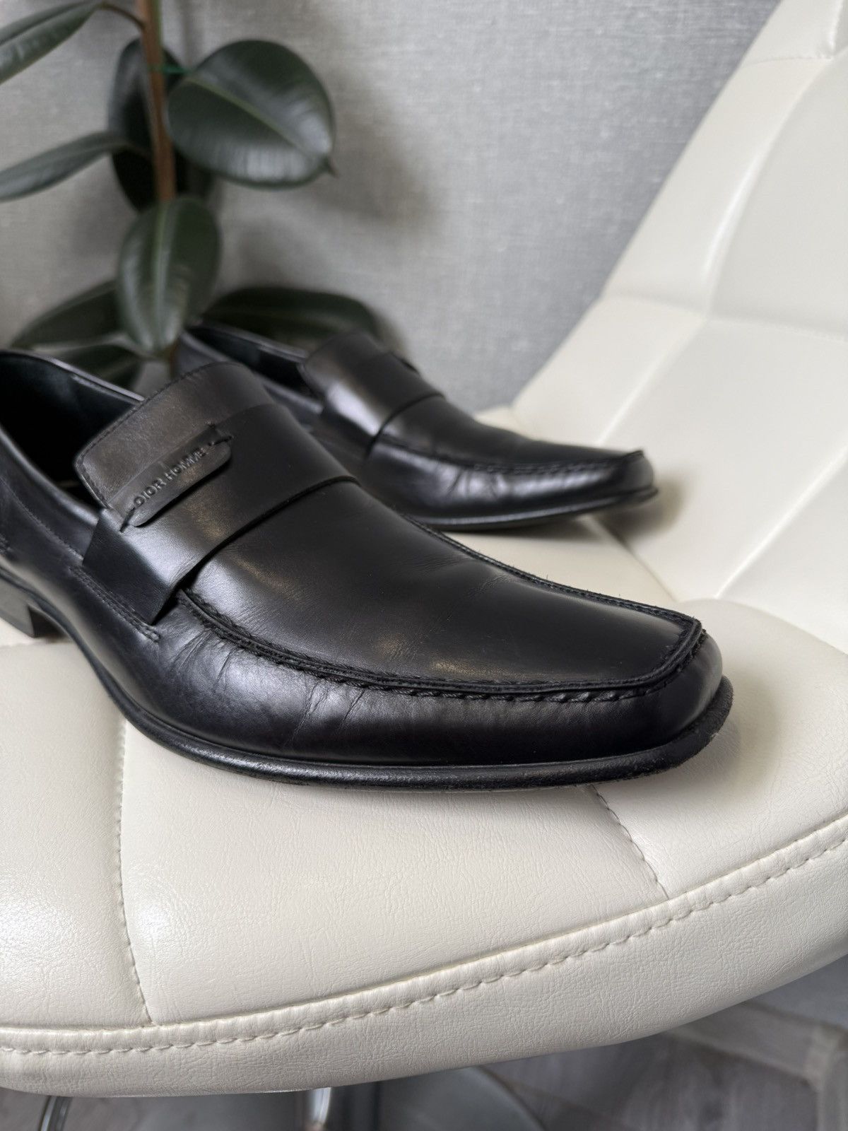 Rare Dior Homme Black Leather Penny Loafers CD Shoes Size 43
