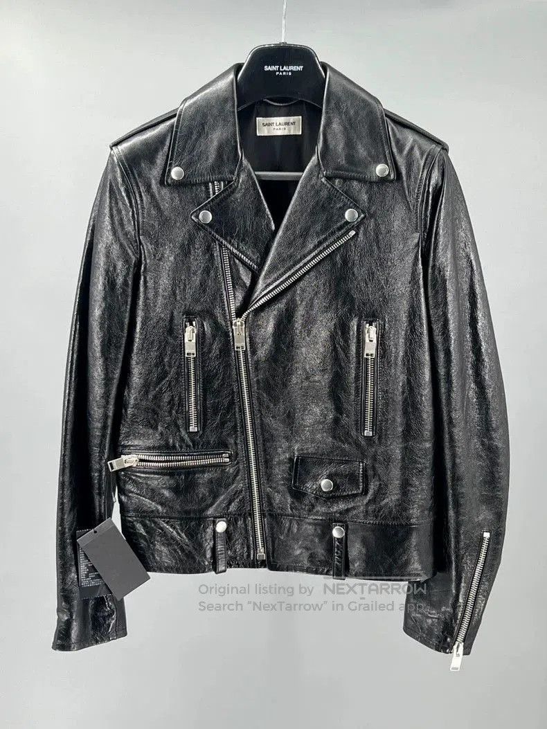 Yves Saint Laurent YSL Men's Black Leather Jacket Size US M / EU 48-50 / 2 - 1 Thumbnail