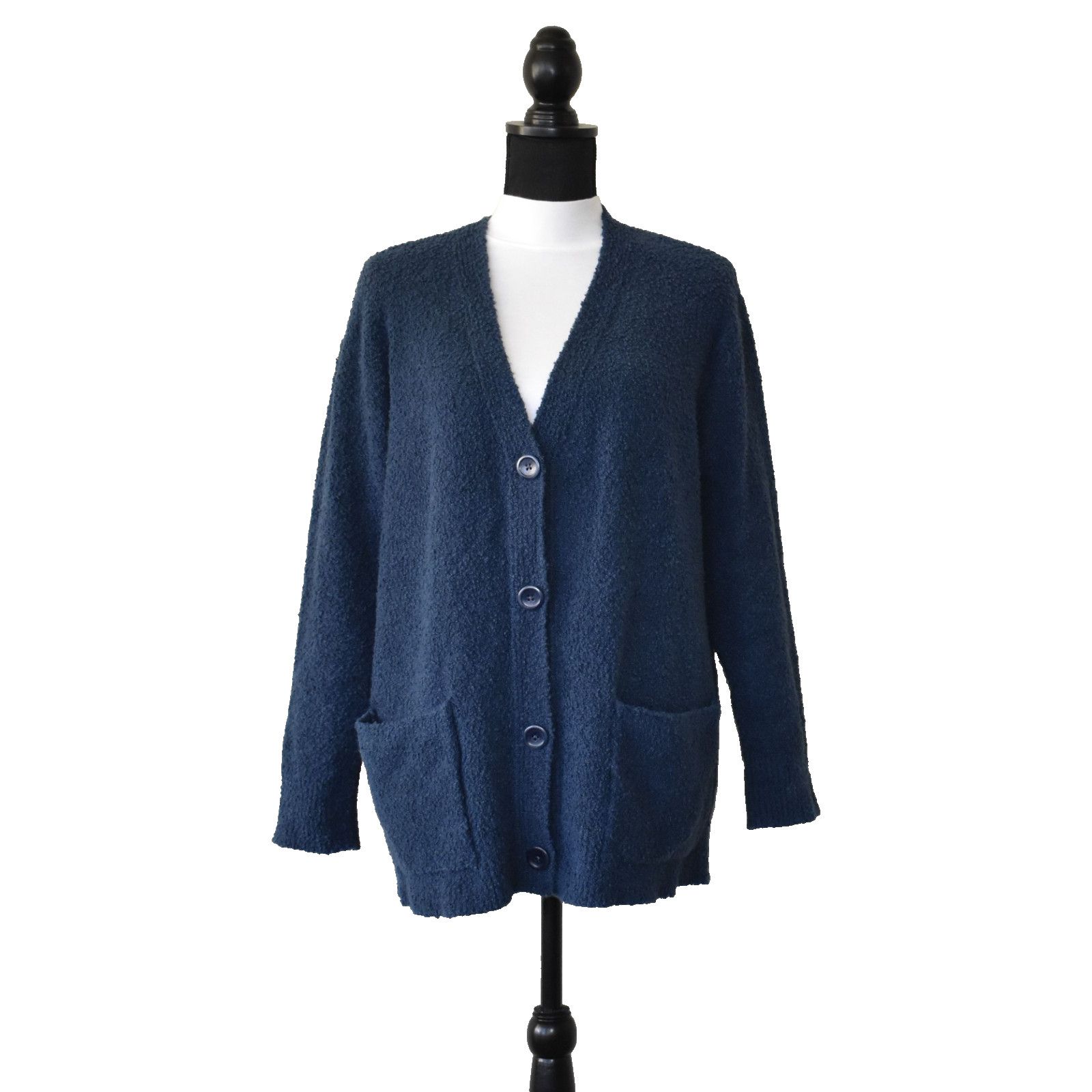 Eileen Fisher EILEEN FISHER Adriatic Org Cotton Boucle Cardigan Sweater S Size S / US 4 / IT 40 - 1 Thumbnail