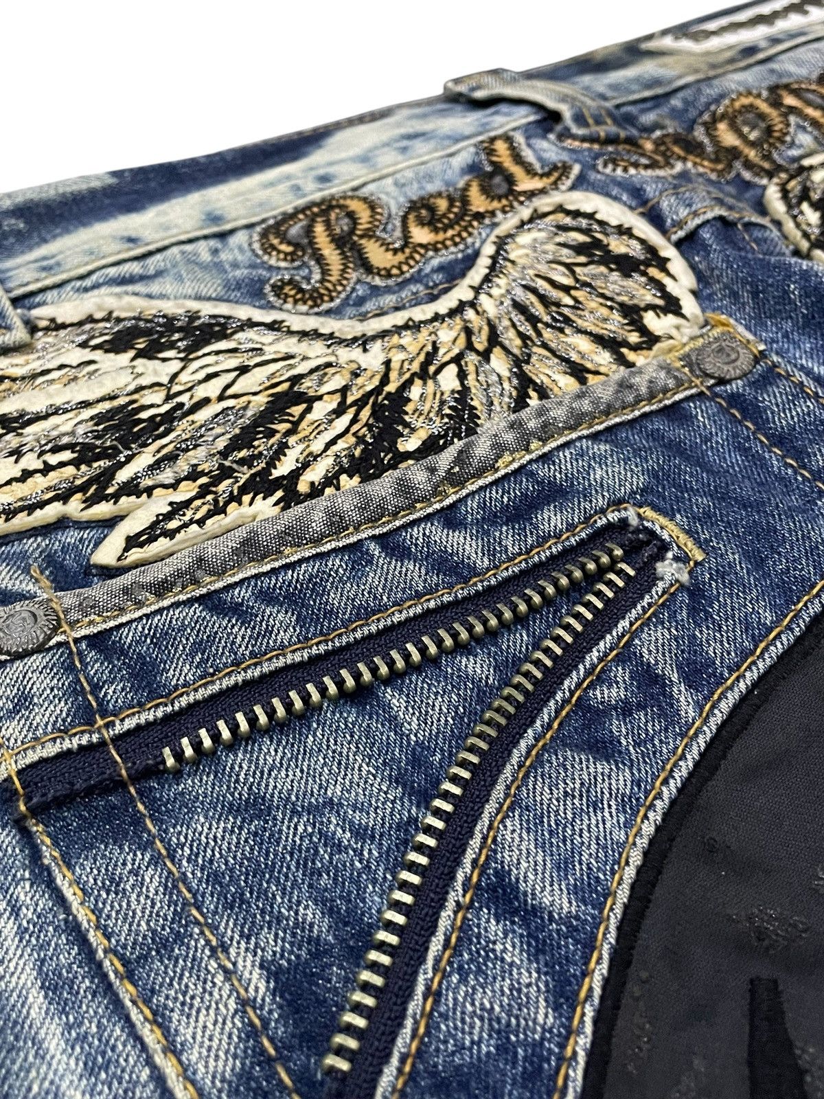 If Six Was Nine × LOWBOX × Le Grande Bleu (L.G.B.) Red Papper Japan Feather Wings Embellish Shatter Glass Jeans Size US 30 / EU 46 - 21 Thumbnail