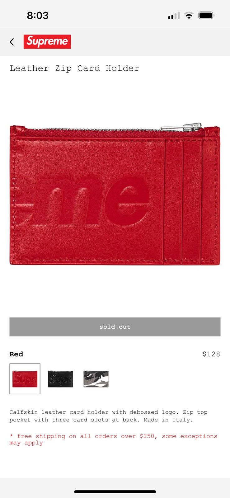 Supreme Supreme Leather Zip Card Holder | Grailed