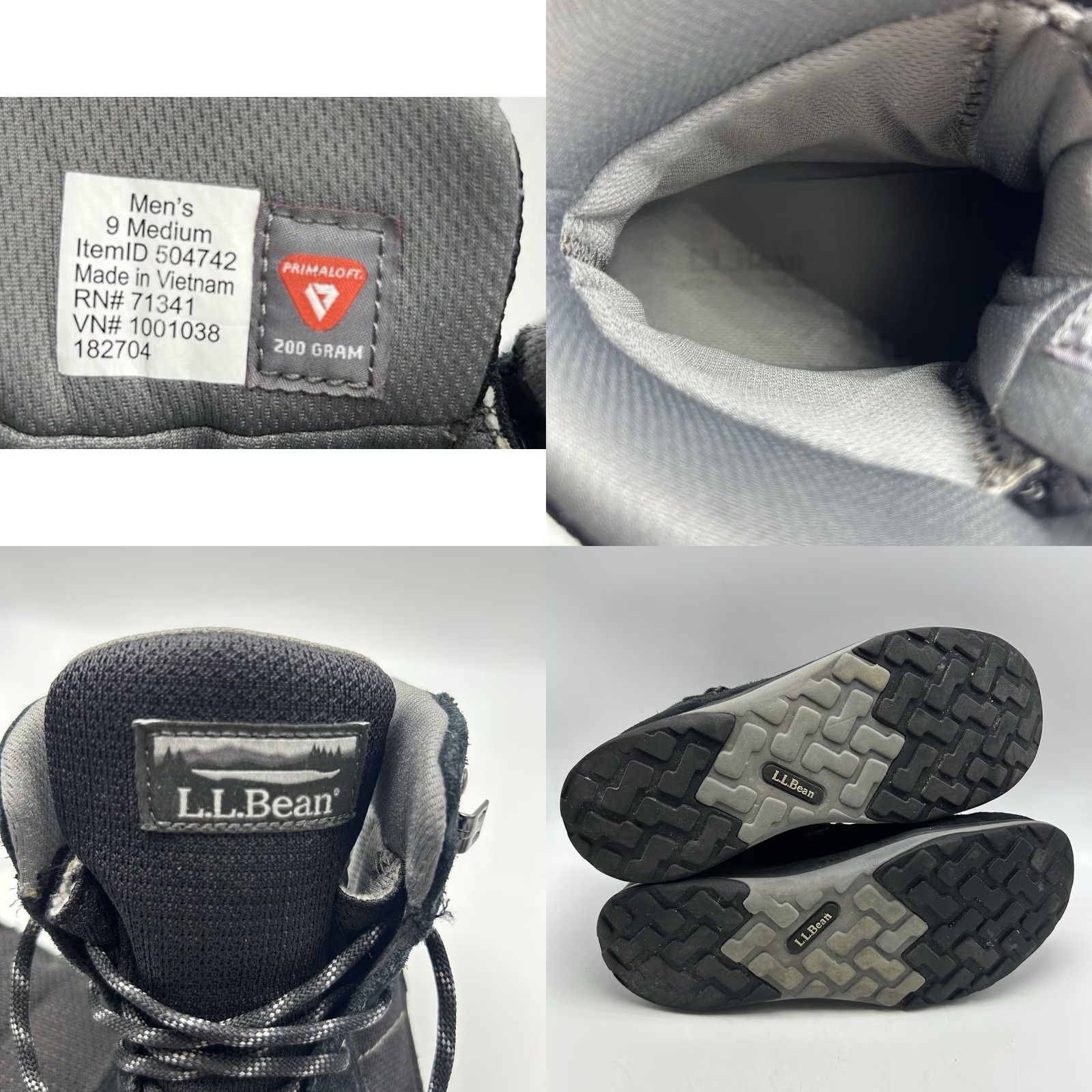 Vintage LL Bean Hiking Boots Mens 9 M Trail Tek Waterproof Insulated 2.5 Mid Lace Black Size US 11 / EU 44 - 8 Thumbnail