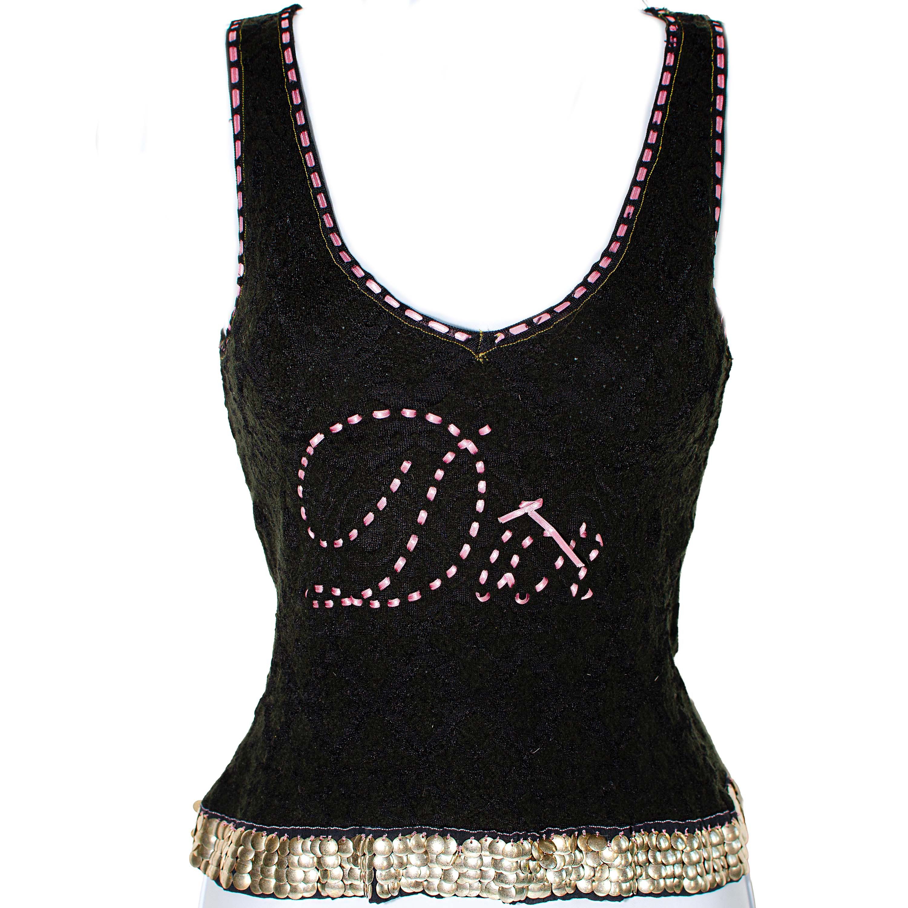 Dior Christian Dior Galliano 2004 Vintage Black tank top Size M / US 6-8 / IT 42-44 - 4 Thumbnail