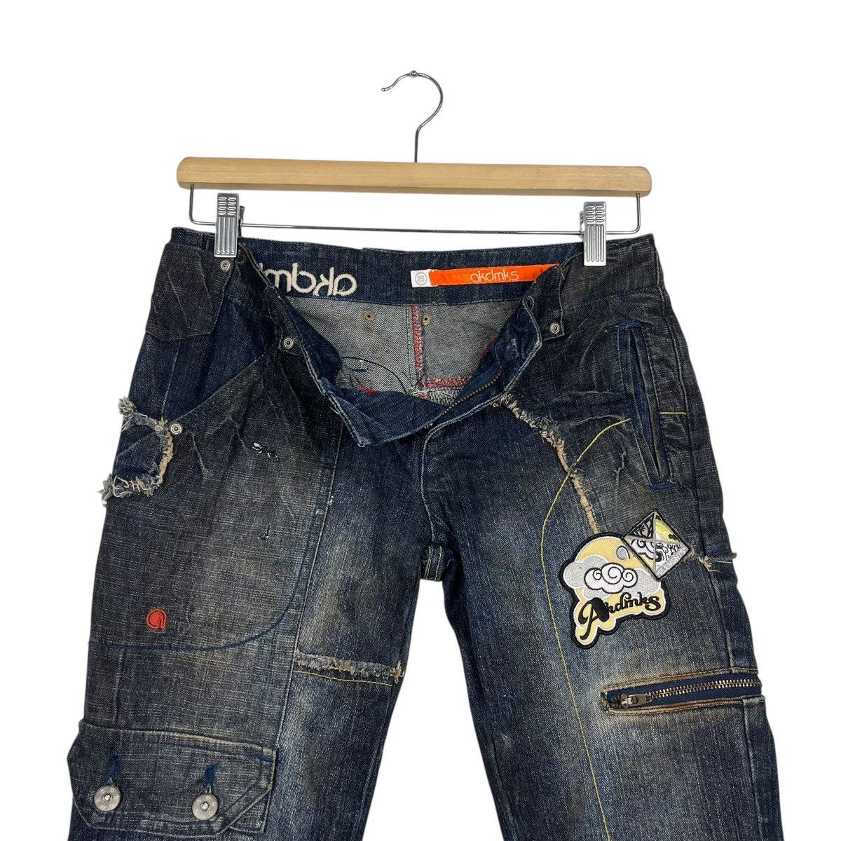 Japanese Brand Vintage Akdmks Tactical Rare Design Flare Denim Jeans Size 29" - 14 Thumbnail