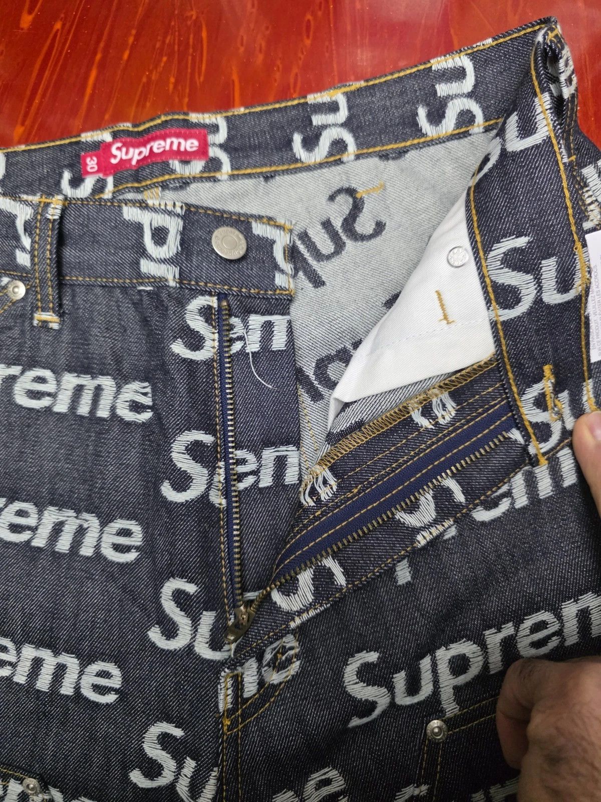 Supreme Supreme Jacquard Logos Double Knee Denim Painter Jeans Sz 30 Size US 30 / EU 46 - 11 Thumbnail