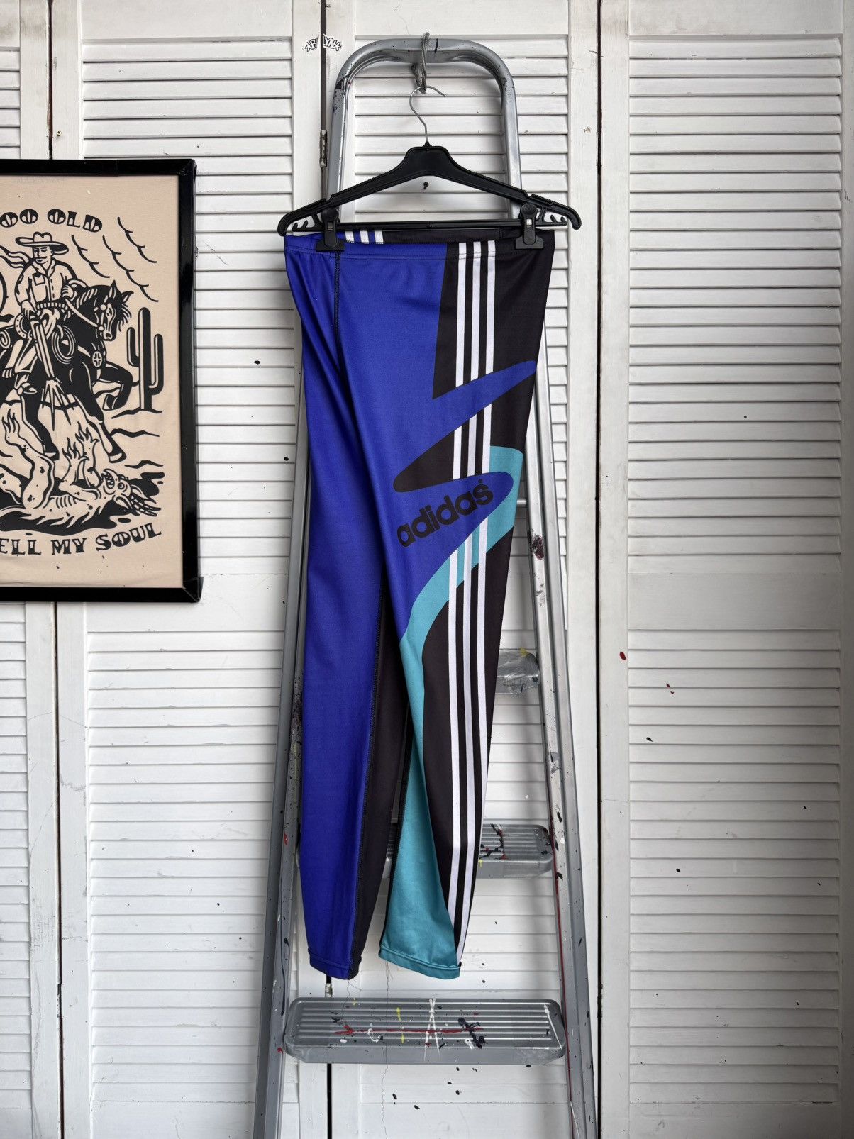 Adidas Vintage Adidas Cycling Running Leggings Big Logo France Size US 34 / EU 50 - 2 Thumbnail