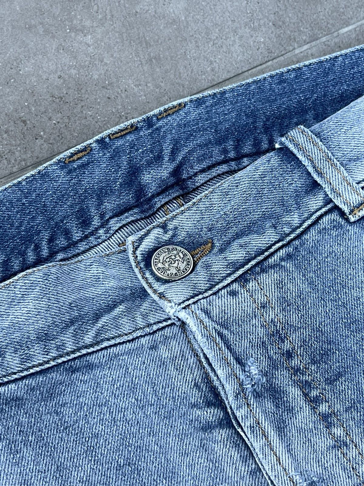 Balmain Balmain Distressed Indigo Biker Denim Pants Size US 31 - 22 Thumbnail
