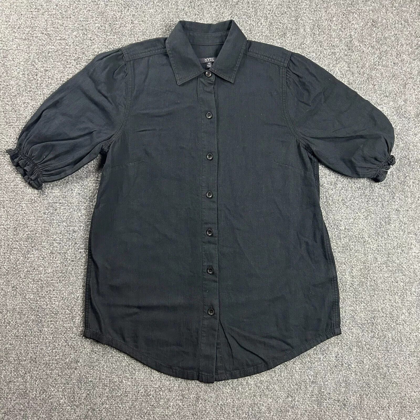 NYDJ NYDJ Top Womens XS Navy Button Up Short Sleeve Adults Size XS / US 0-2 / IT 36-38 - 1 Thumbnail