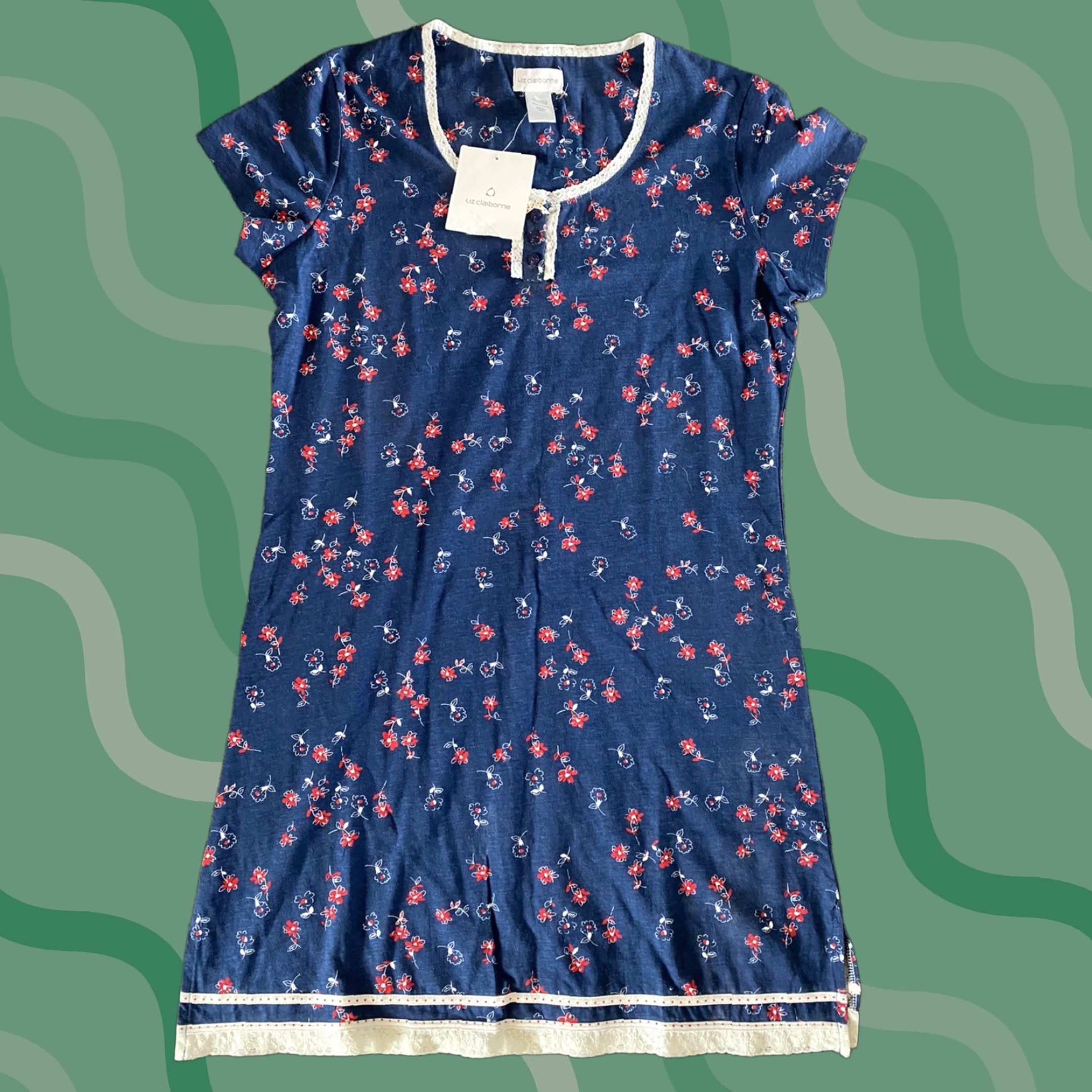 Liz Claiborne VINTAGE? Wait, it's Liz Claiborne A Charmed Life Dress Women S Blue Floral Knee Length NWT Size S / US 4 / IT 40 - 1 Thumbnail
