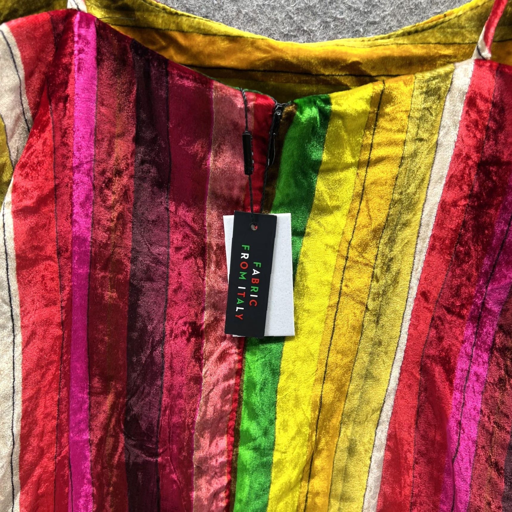MILLY Milly Dress Womens 0 Multicolor Velvet Rainbow Stripe Scoop Mini Slip Party Dress Size XS / US 0-2 / IT 36-38 - 4 Thumbnail