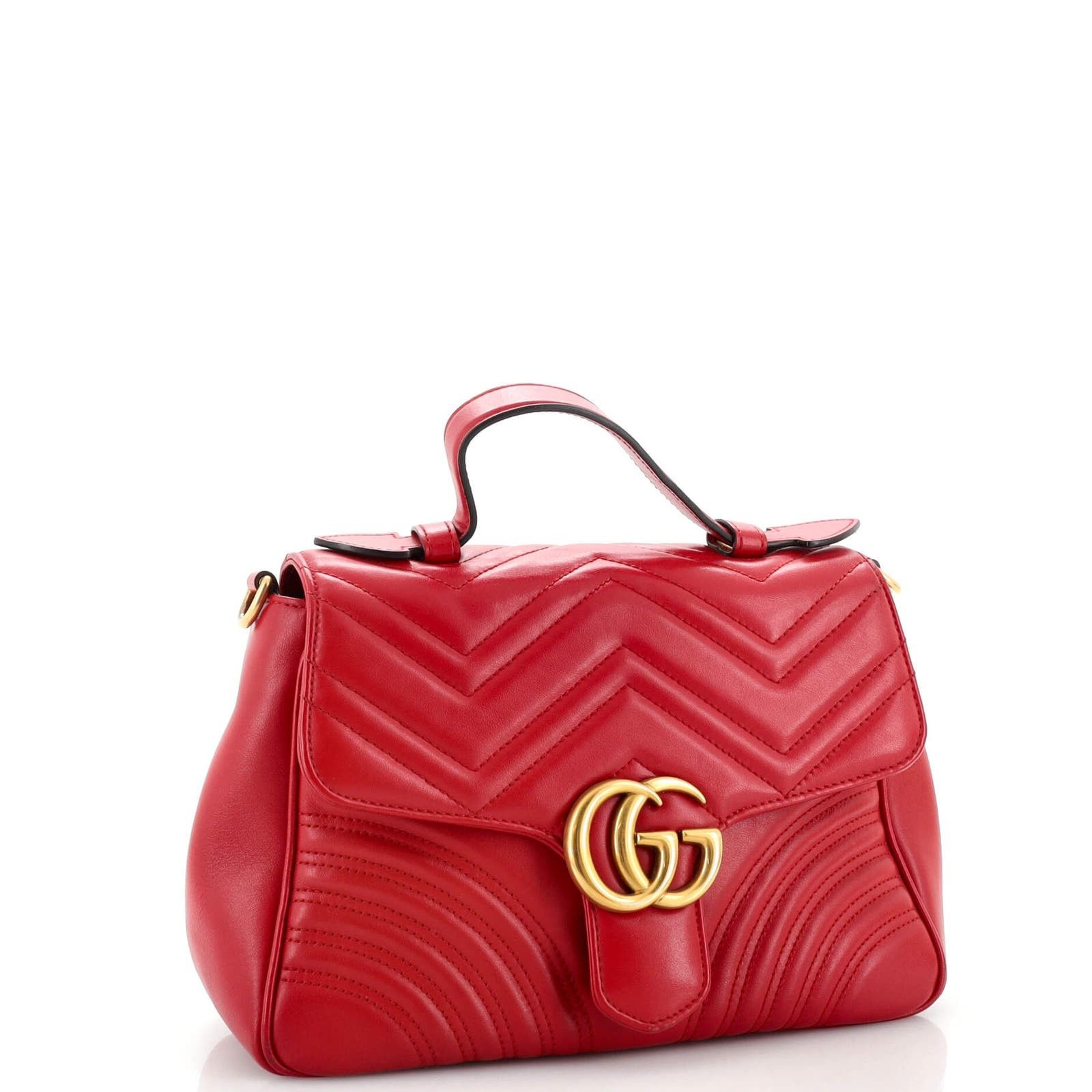 GG Marmont Top Handle Flap Bag Matelasse Leather Small
