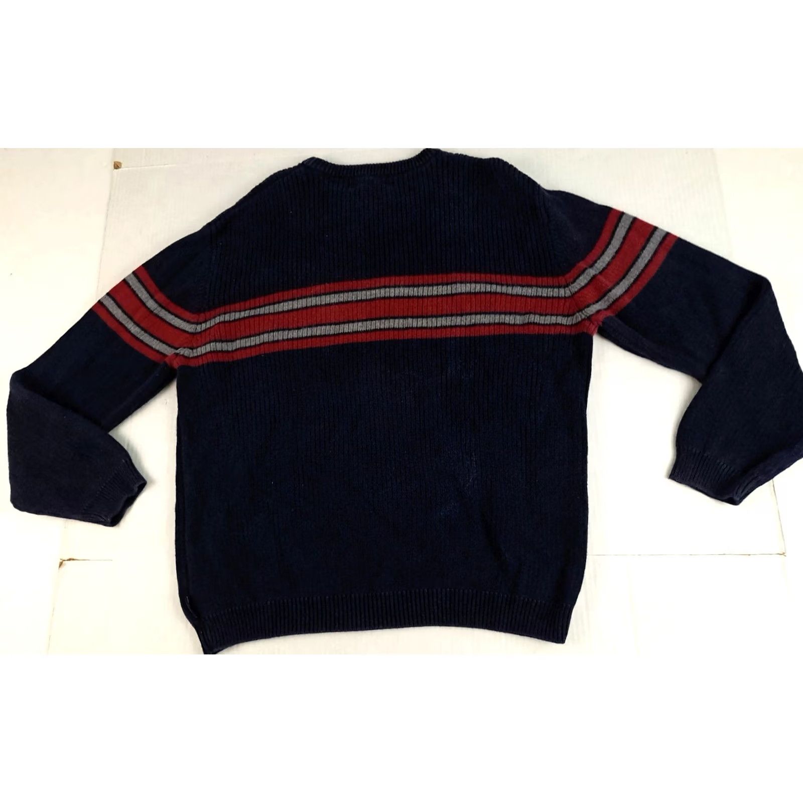 American Eagle Outfitters VINTAGE American Eagle Outfitters Wool-Cotton Navy - Red Striped Knit Sweater Large Size US L / EU 52-54 / 3 - 5 Thumbnail